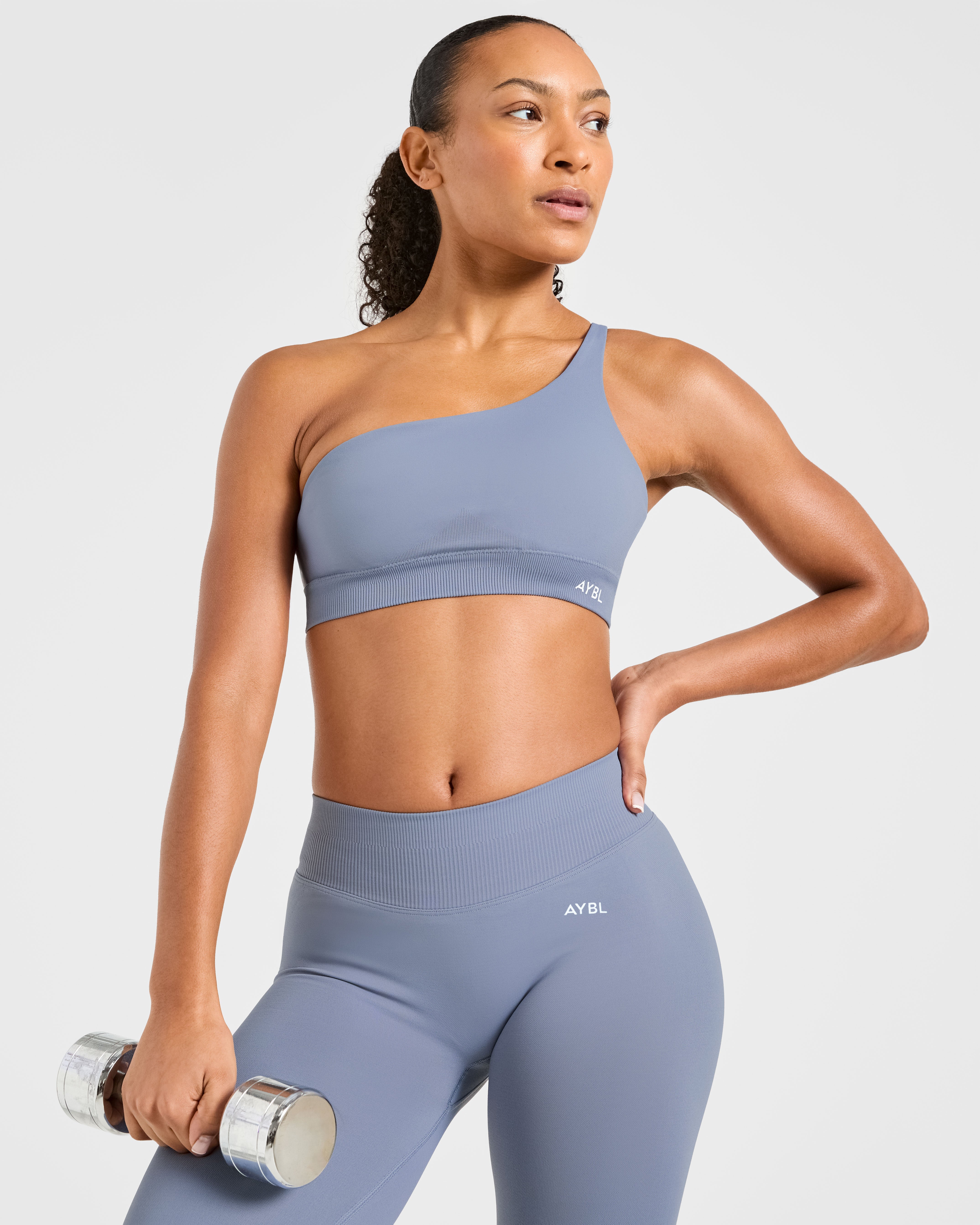 Enhance Seamless One Shoulder Sports Bra - Slate Blau