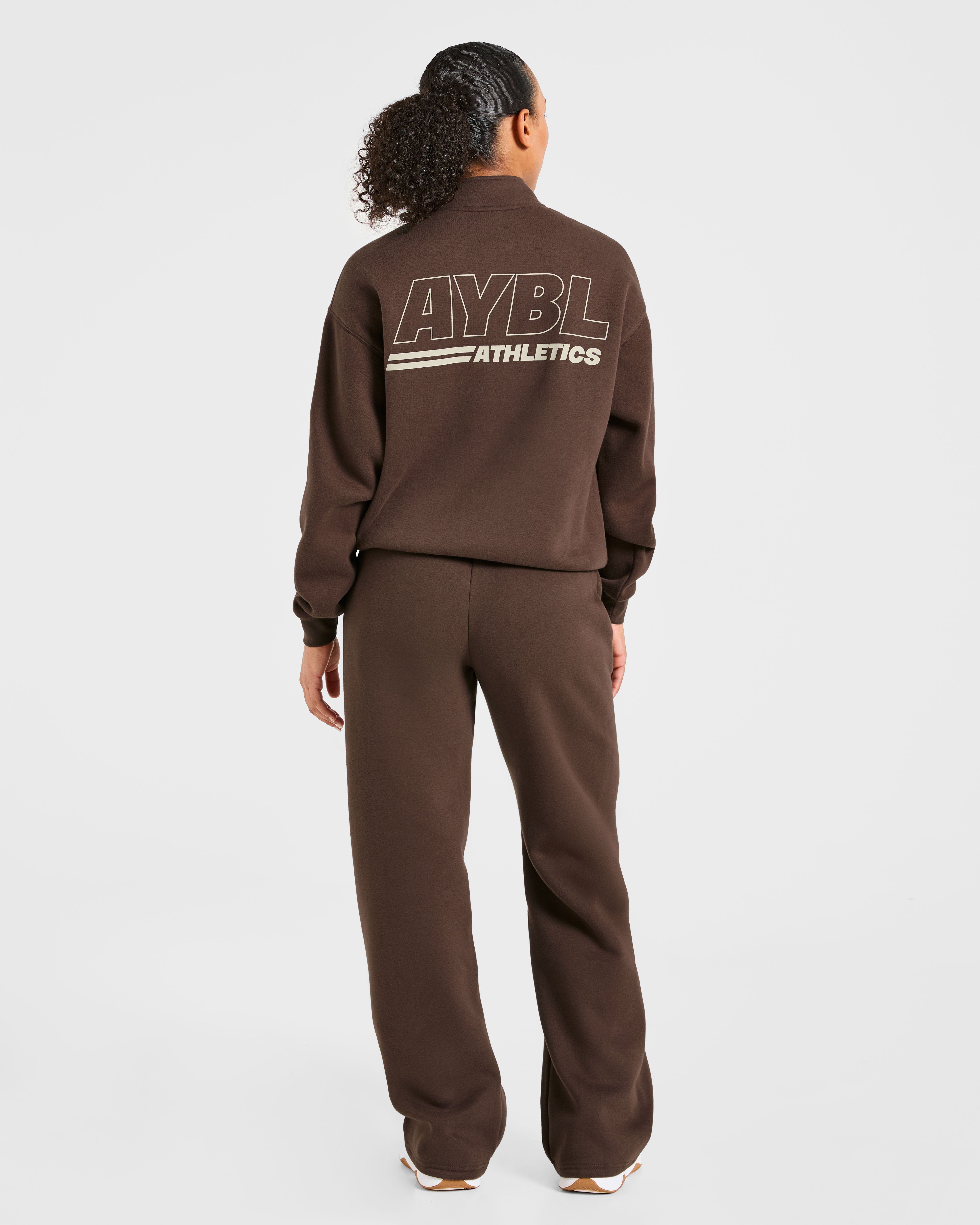 Athletics Track Oversized 1/4 Zip Pullover - Brown/Sand