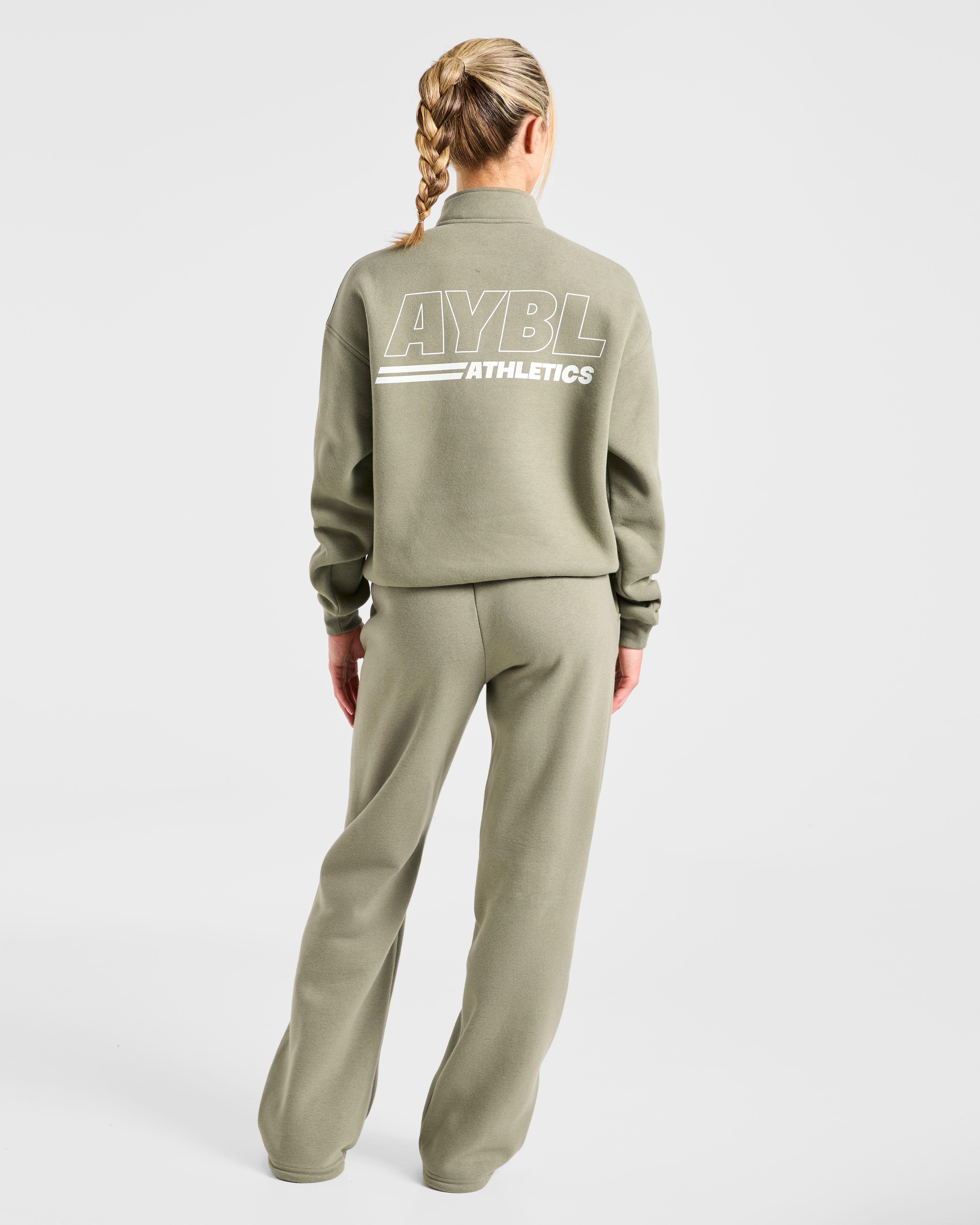 Athletics Track Oversized 1/4 Zip Pullover - Muted Olive