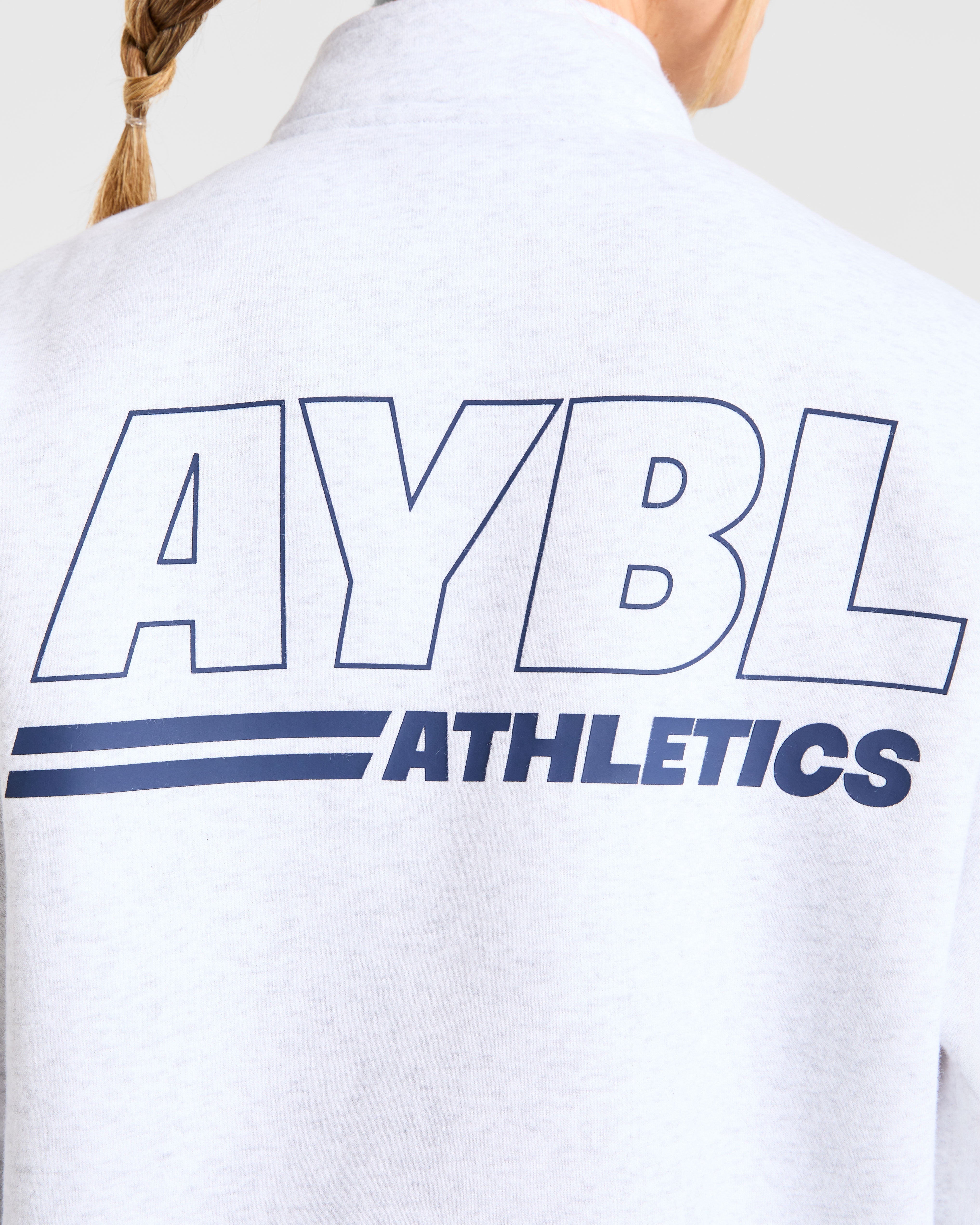 Athletics Track Oversized 1/4 Zip Pullover - Heather Grau/Navy