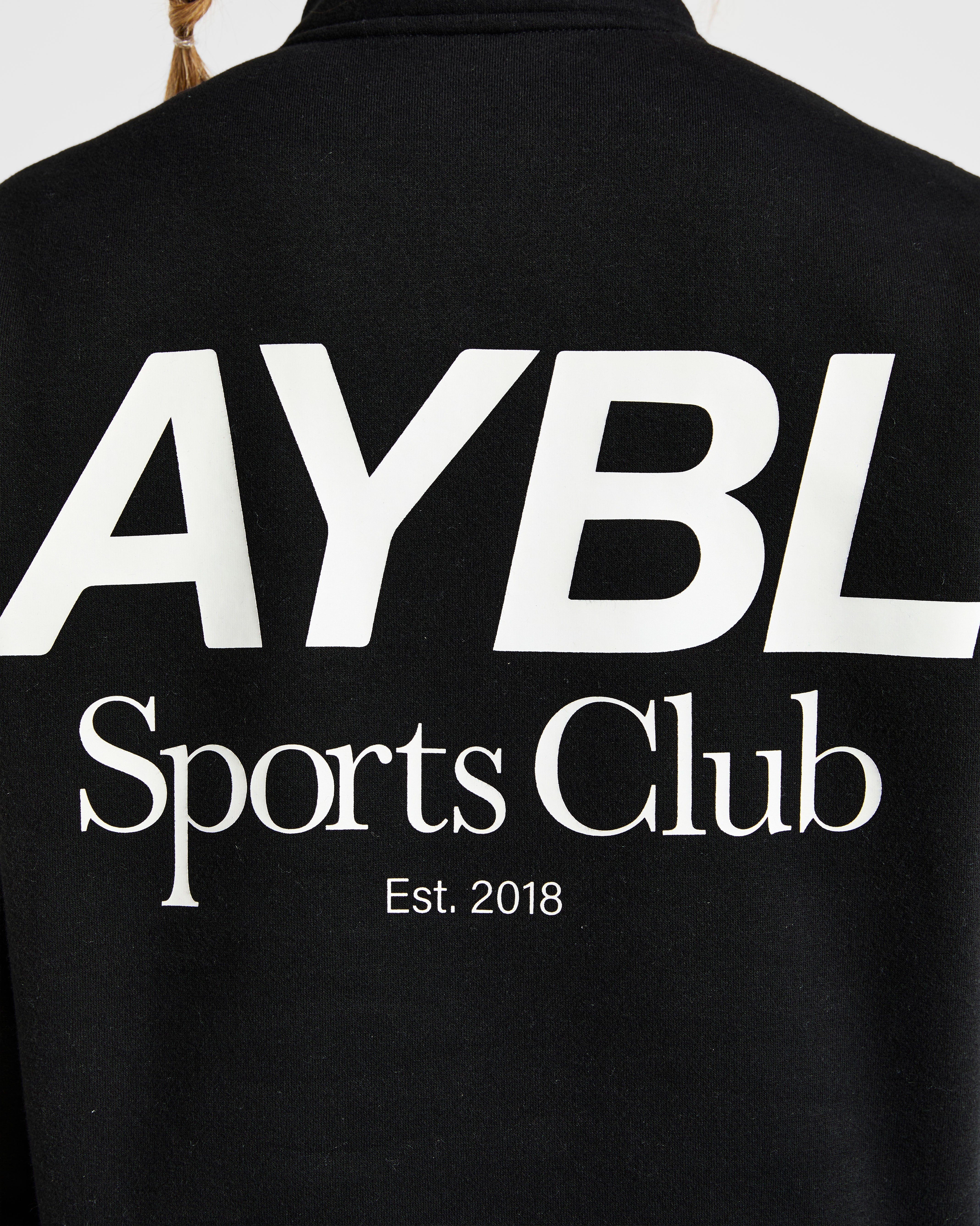 Sports Club Oversized 1/4 Zip Pullover - Schwarz/Weiß
