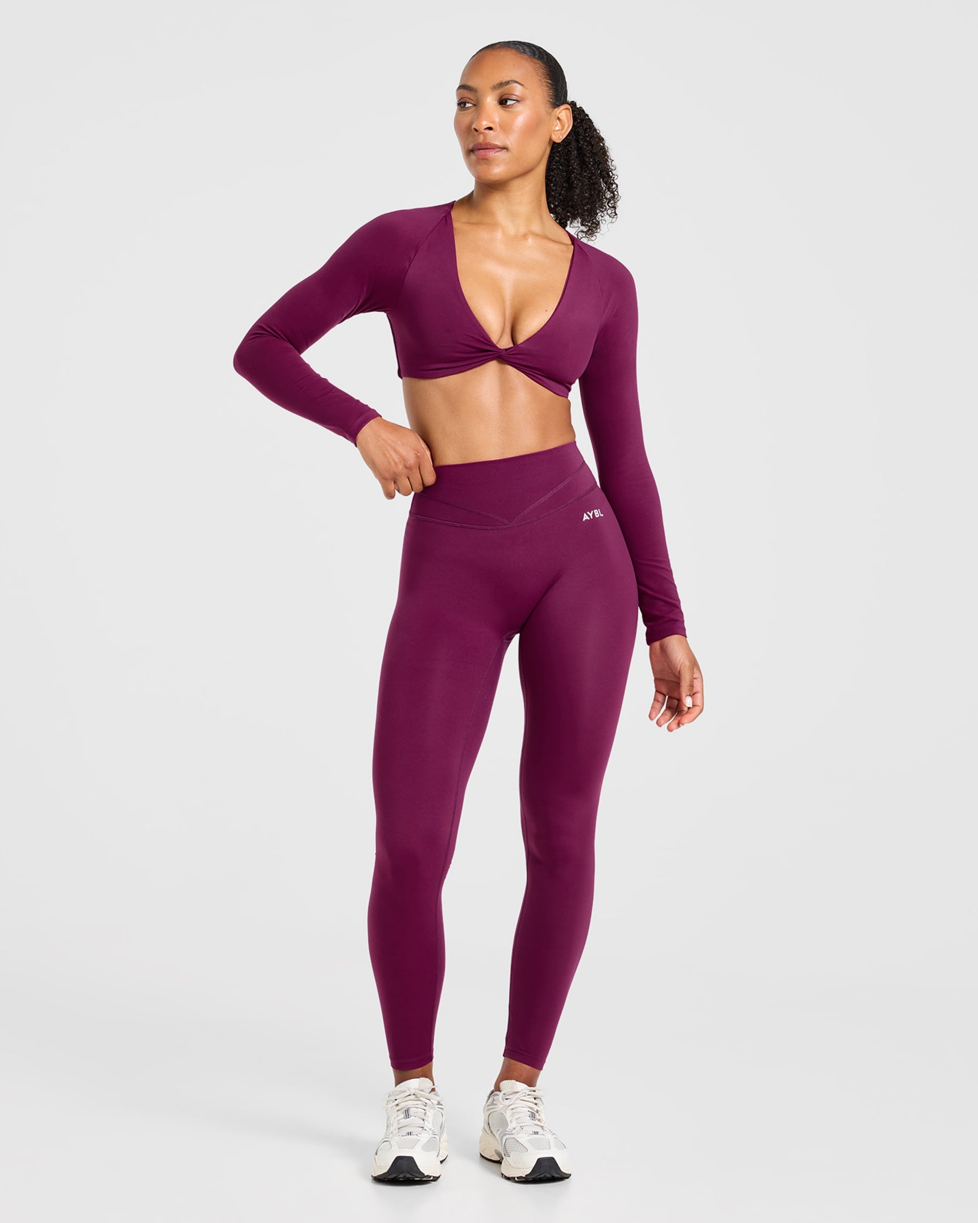 Engage Long Sleeve Crop Top - Rich Plum