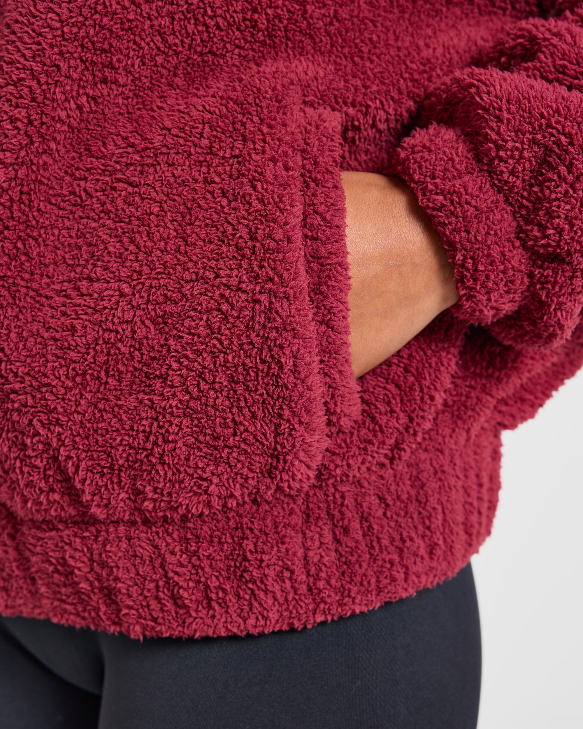 Varsity Oversized Fleece Zip Up Jacket - Mahogany Rot