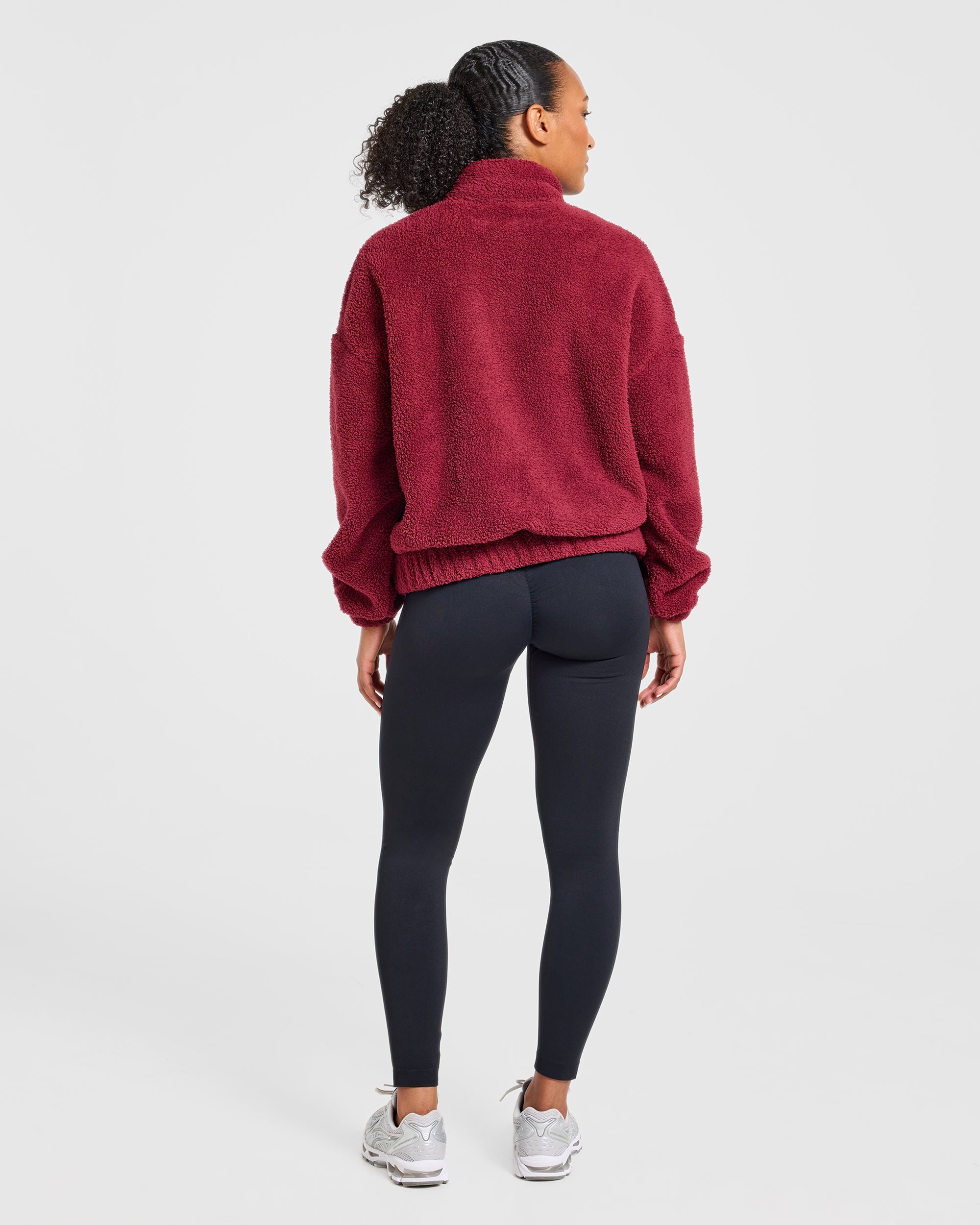 Varsity Oversized Fleece Zip Up Jacket - Mahogany Rot