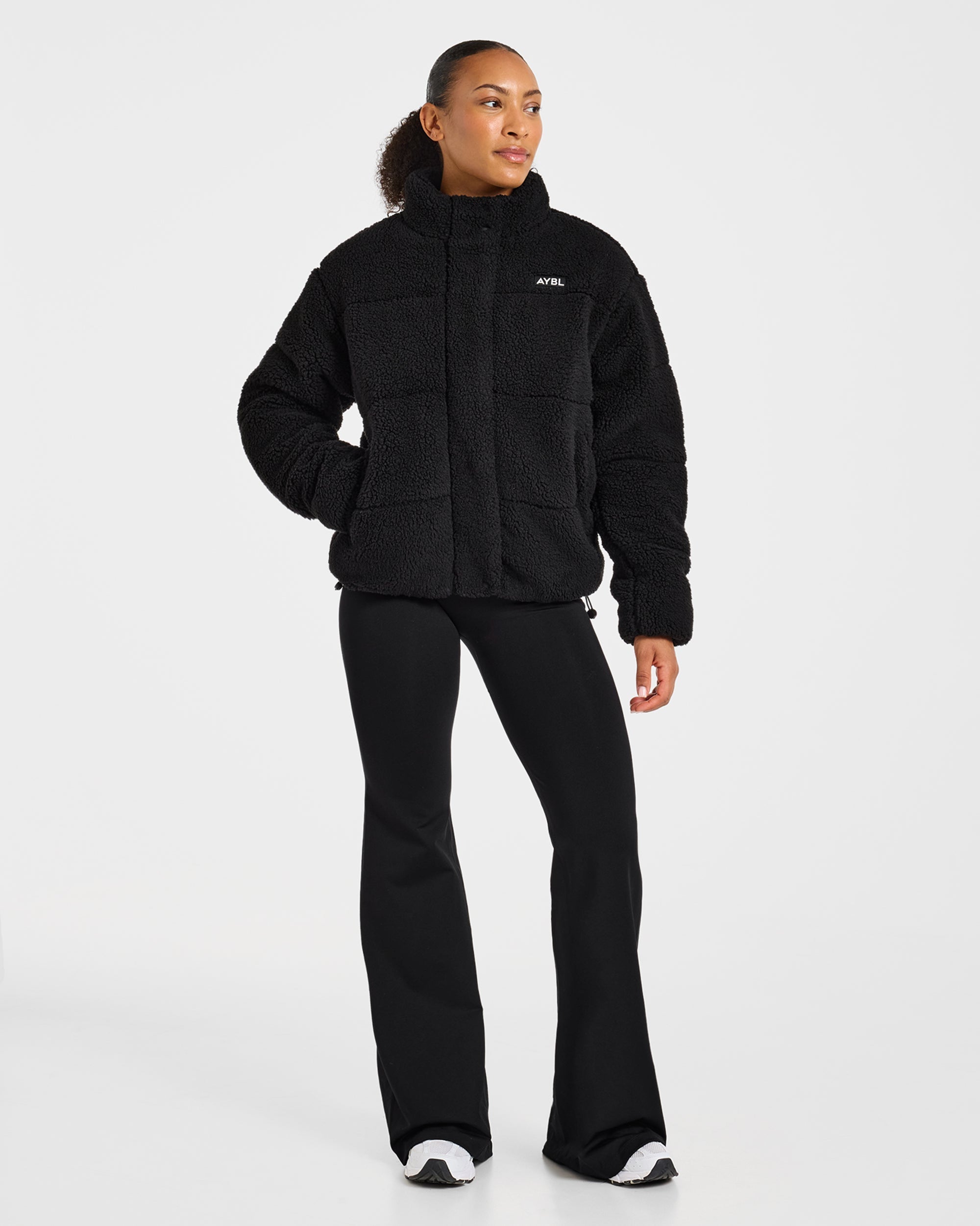 Signature Fleece Puffer Coat - Schwarz