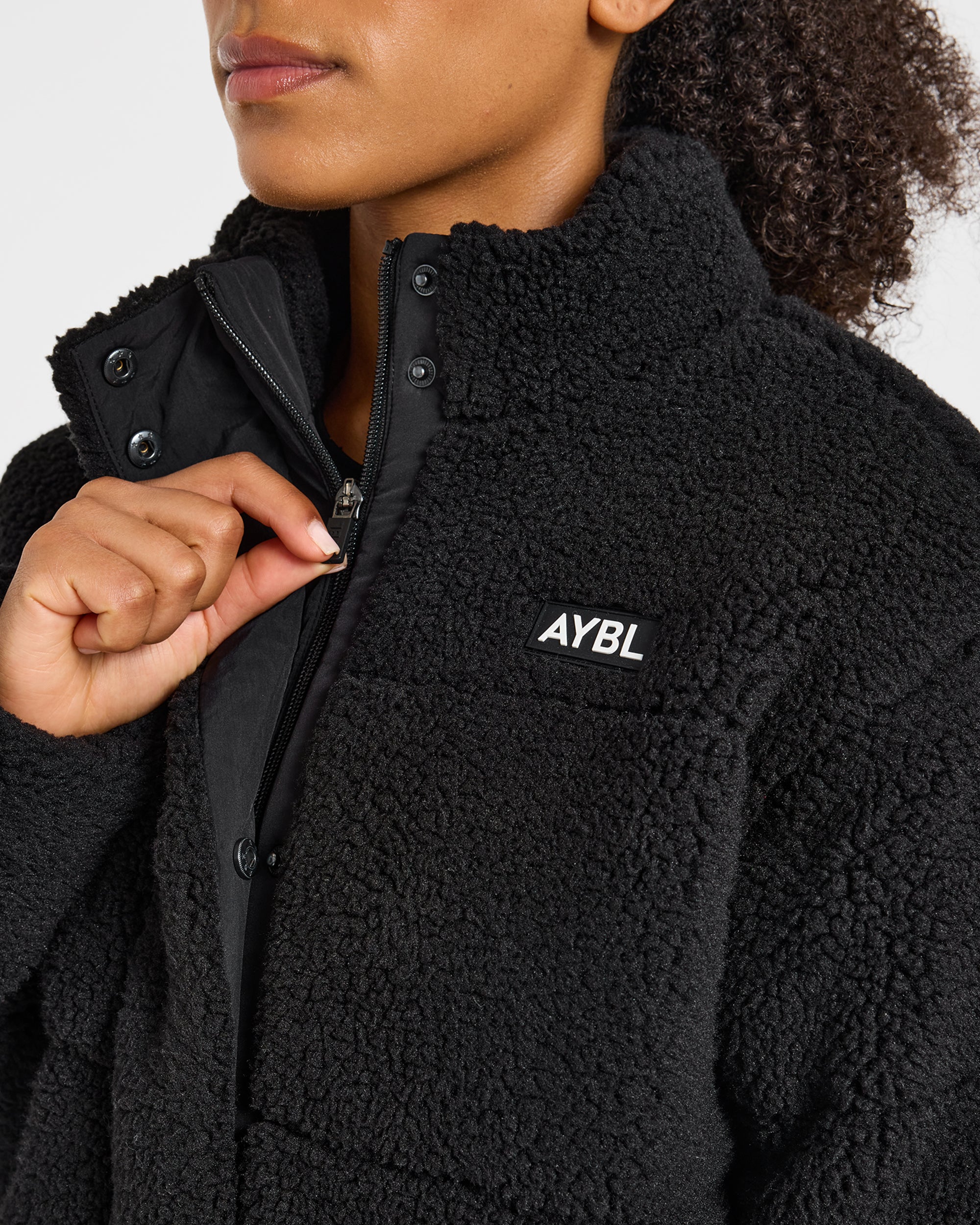 Signature Fleece Puffer Coat - Schwarz