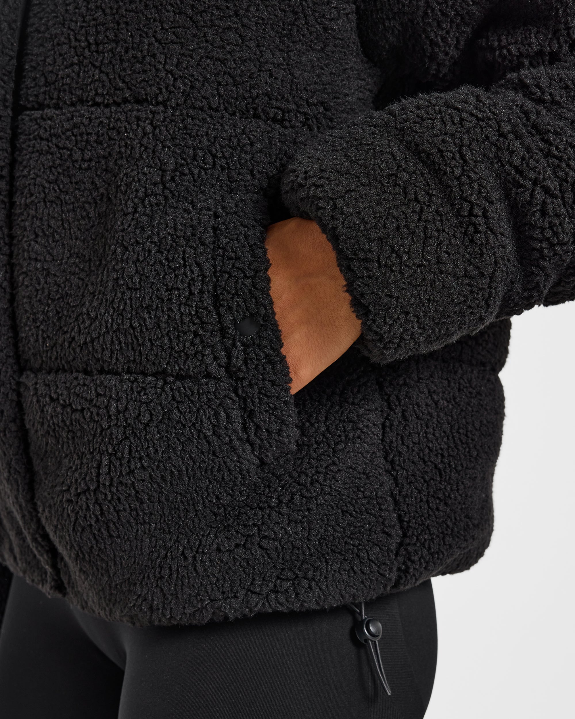 Signature Fleece Puffer Coat - Schwarz