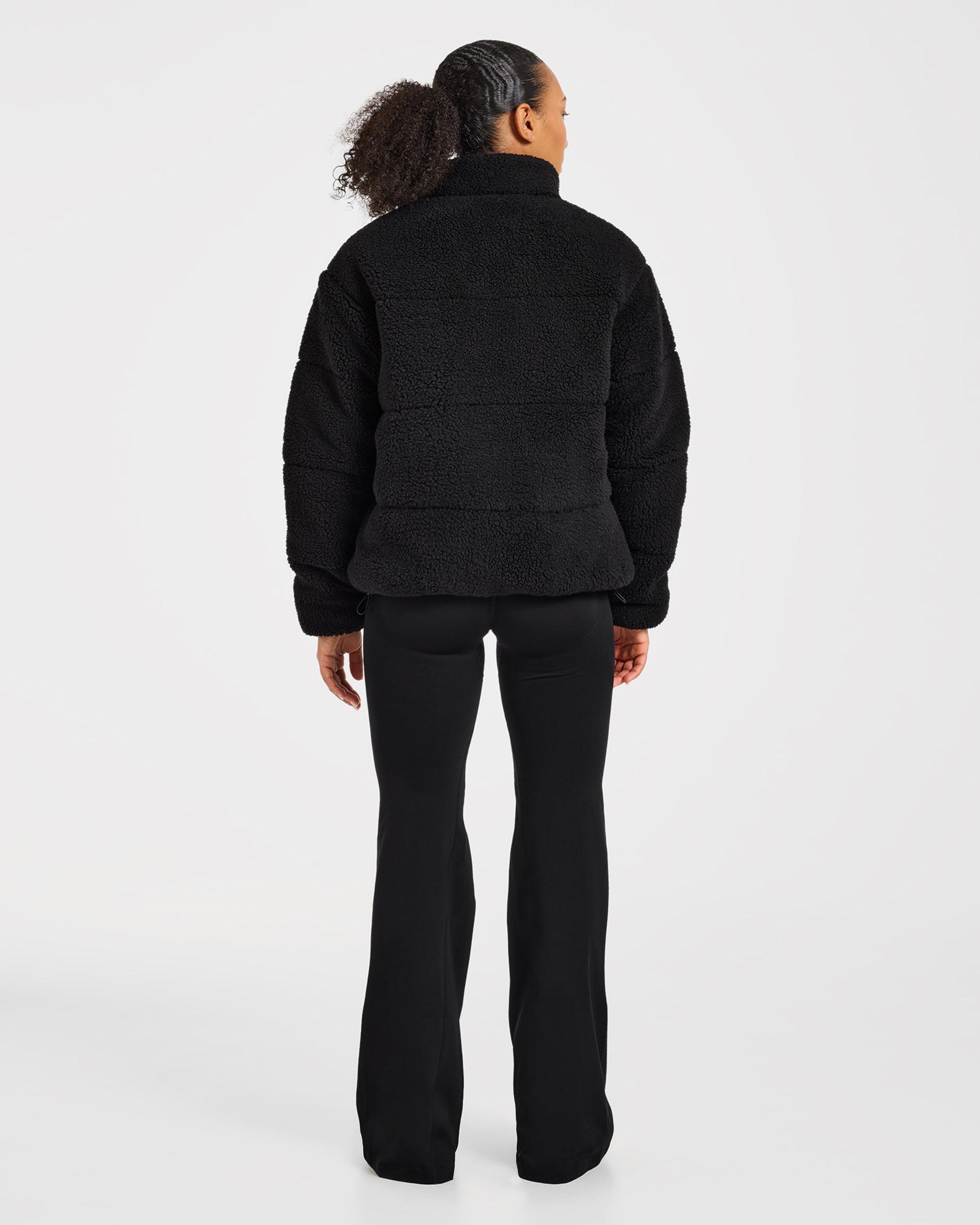 Signature Fleece Puffer Coat - Schwarz