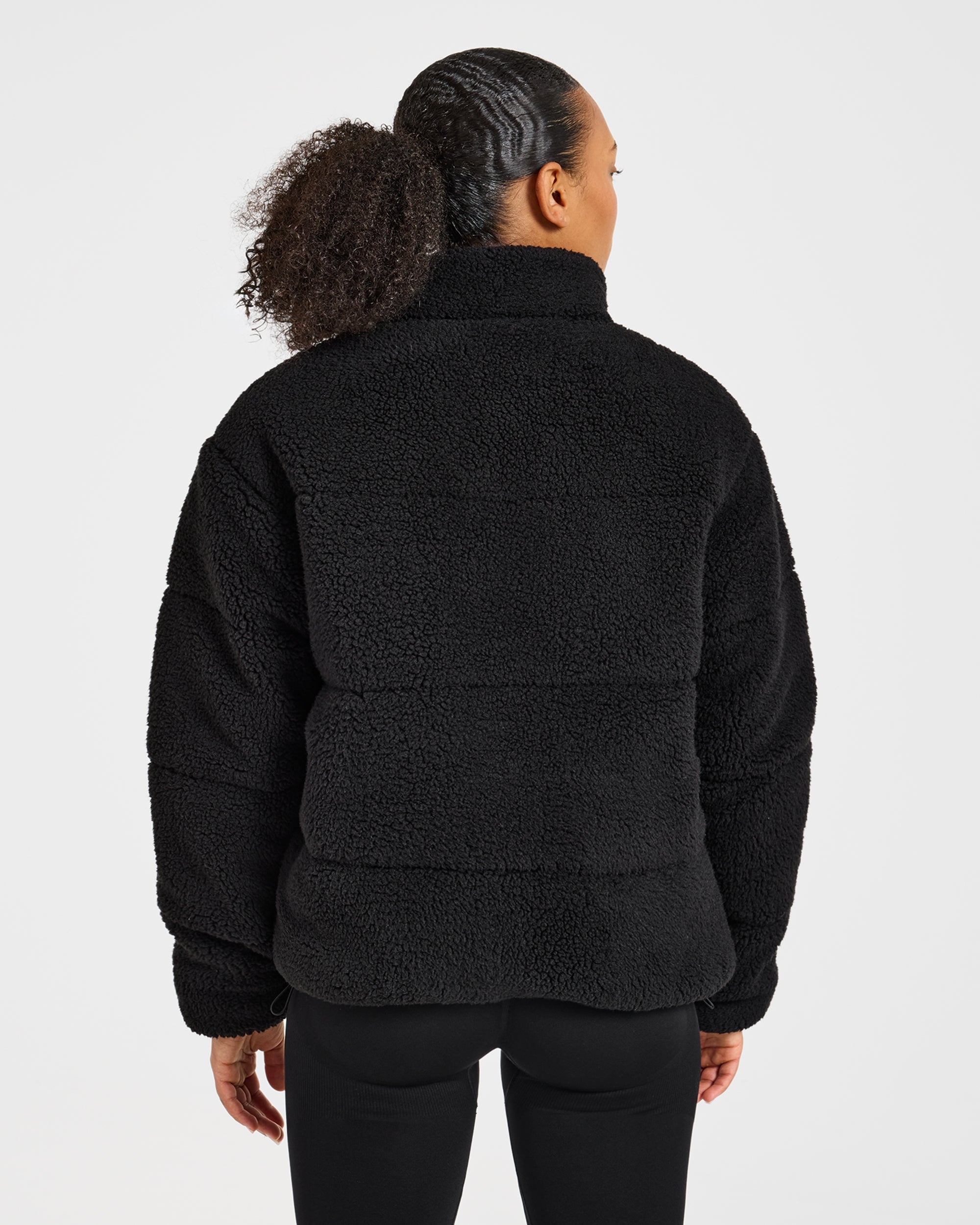 Signature Fleece Puffer Coat - Schwarz