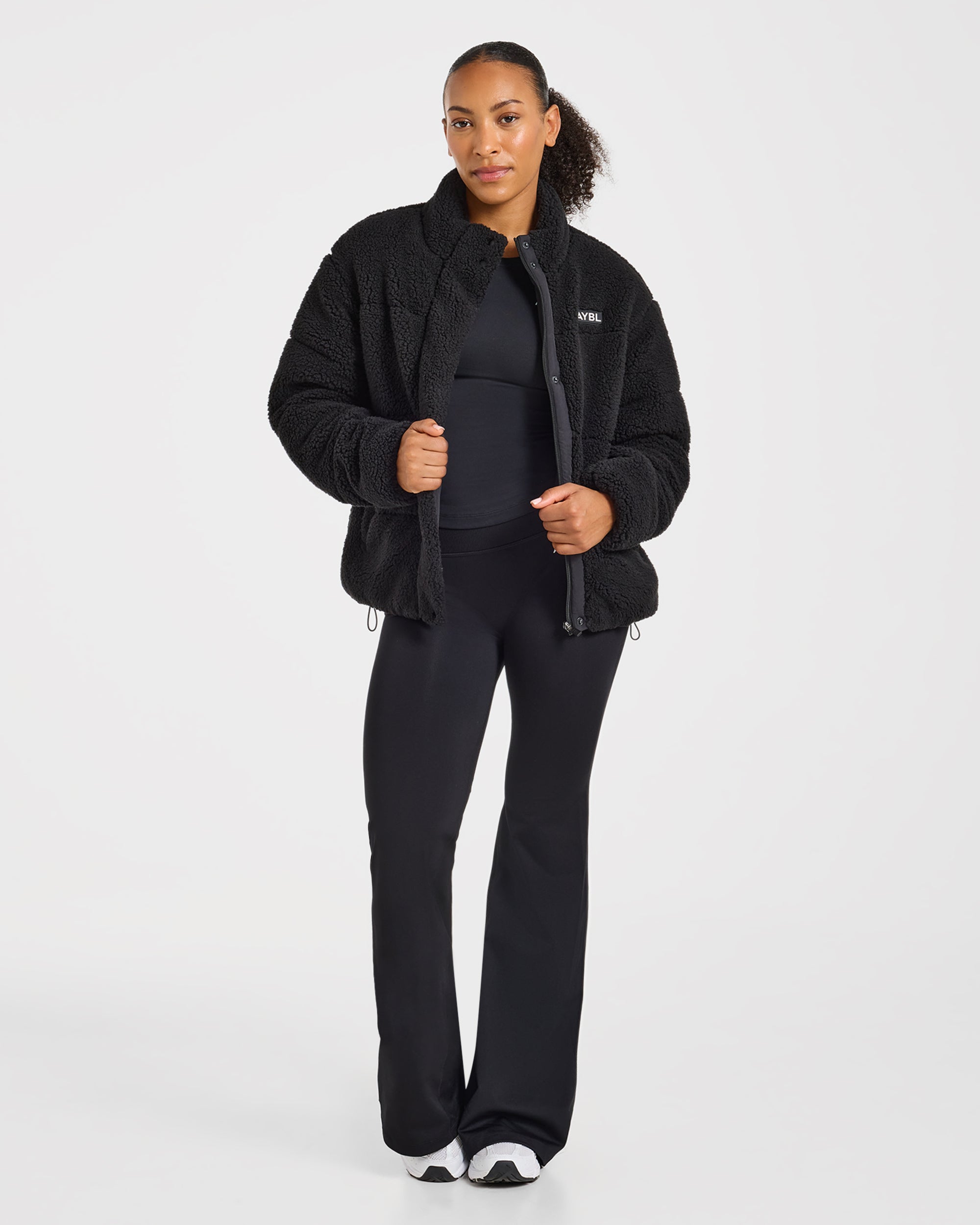 Signature Fleece Puffer Coat - Schwarz