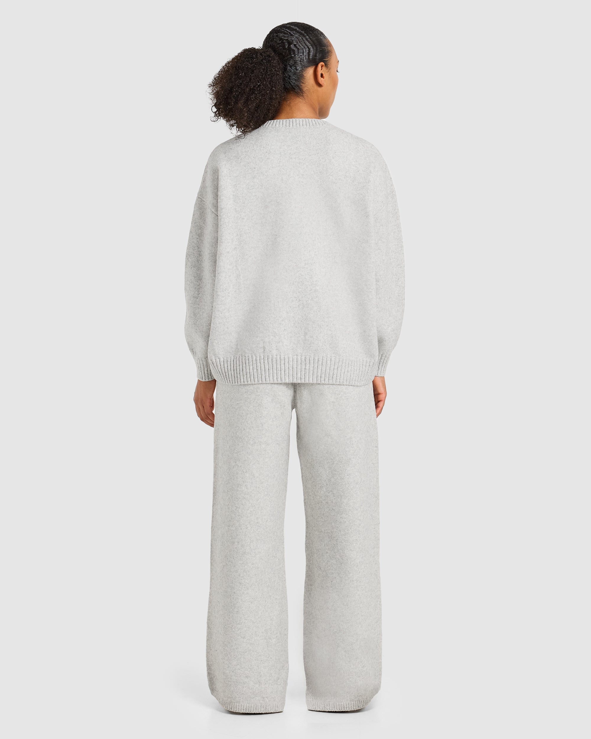 Varsity Oversized Knitted Sweater - Grau Marl/Burgundy