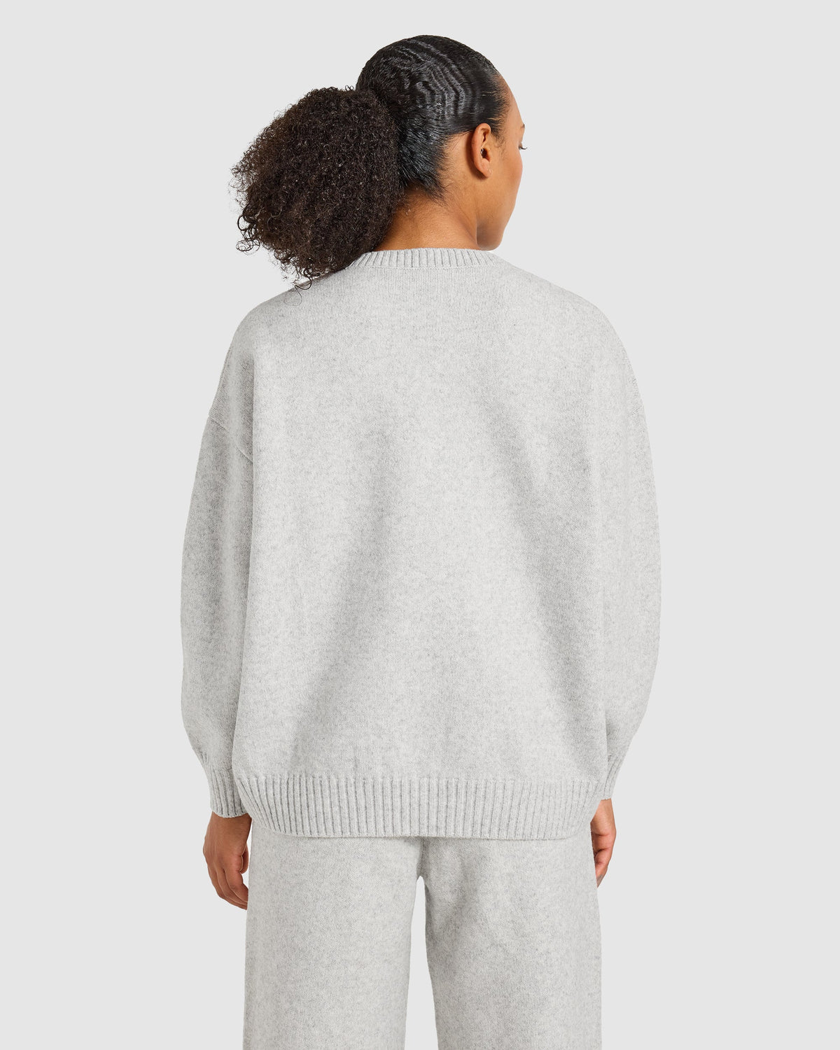 Varsity Oversized Knitted Sweater - Grau Marl/Burgundy