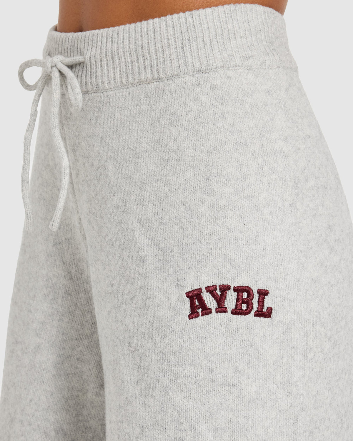 Varsity Oversized Knitted Joggers - Grau Marl/Burgundy