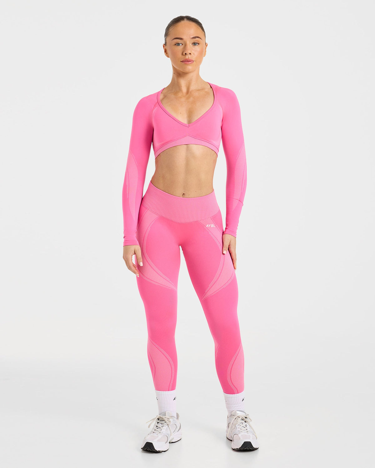 Charge Seamless Long Sleeve Crop Top - Rosa