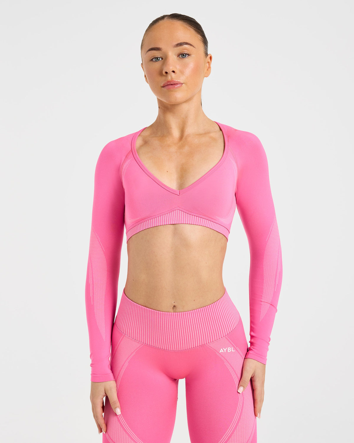 Charge Seamless Long Sleeve Crop Top - Rosa