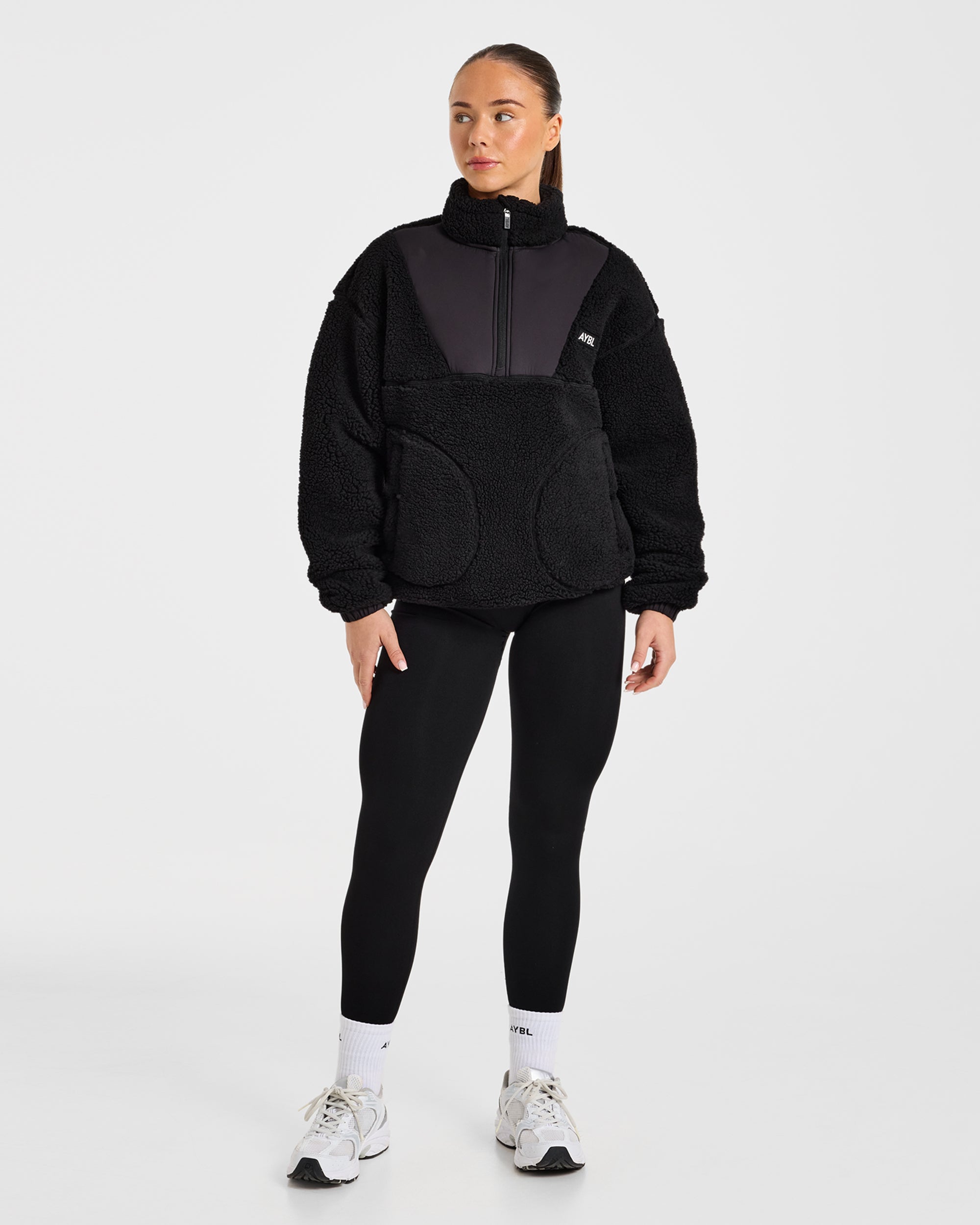 Signature 1/4 Zip Fleece Pullover - Schwarz