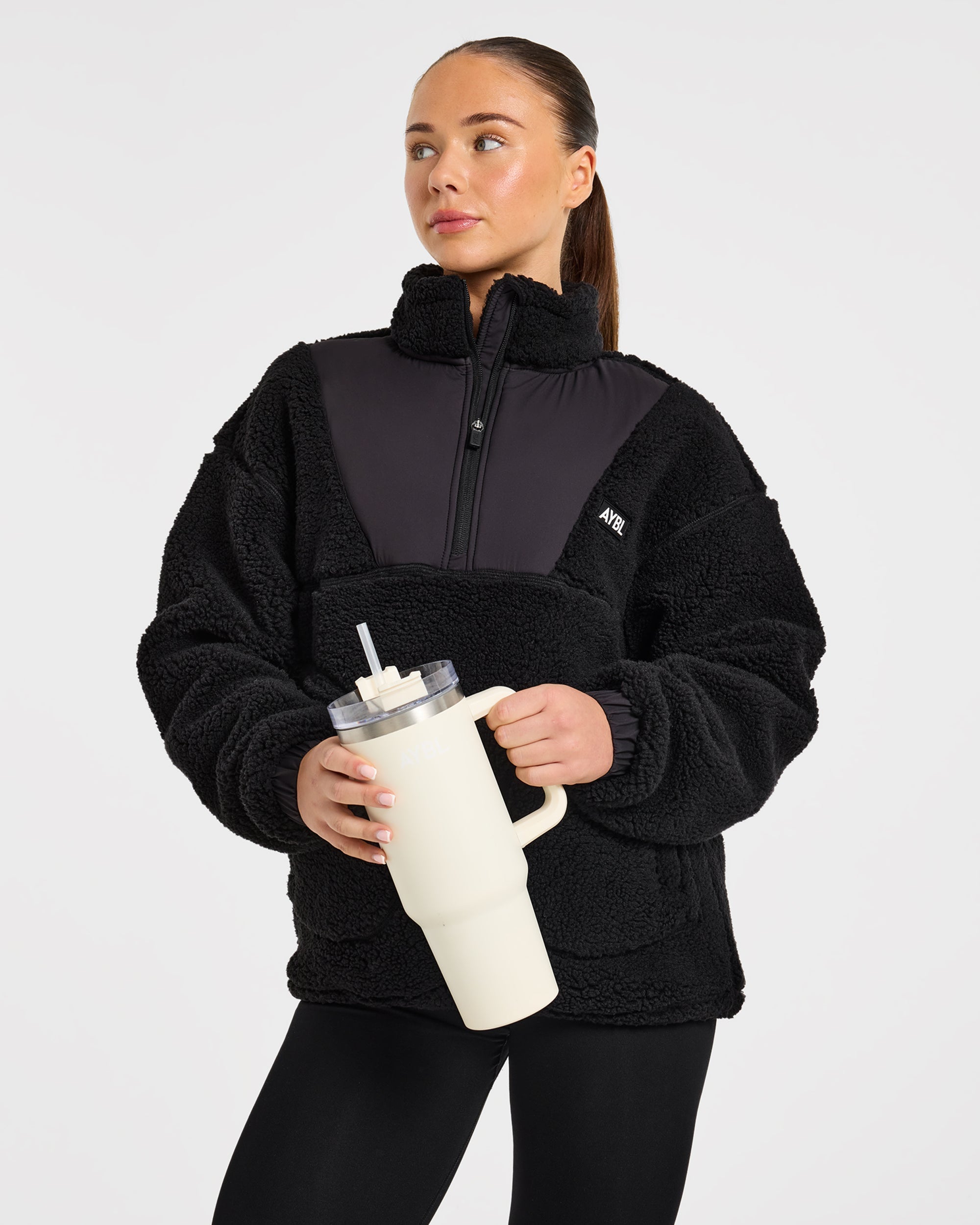 Signature 1/4 Zip Fleece Pullover - Schwarz