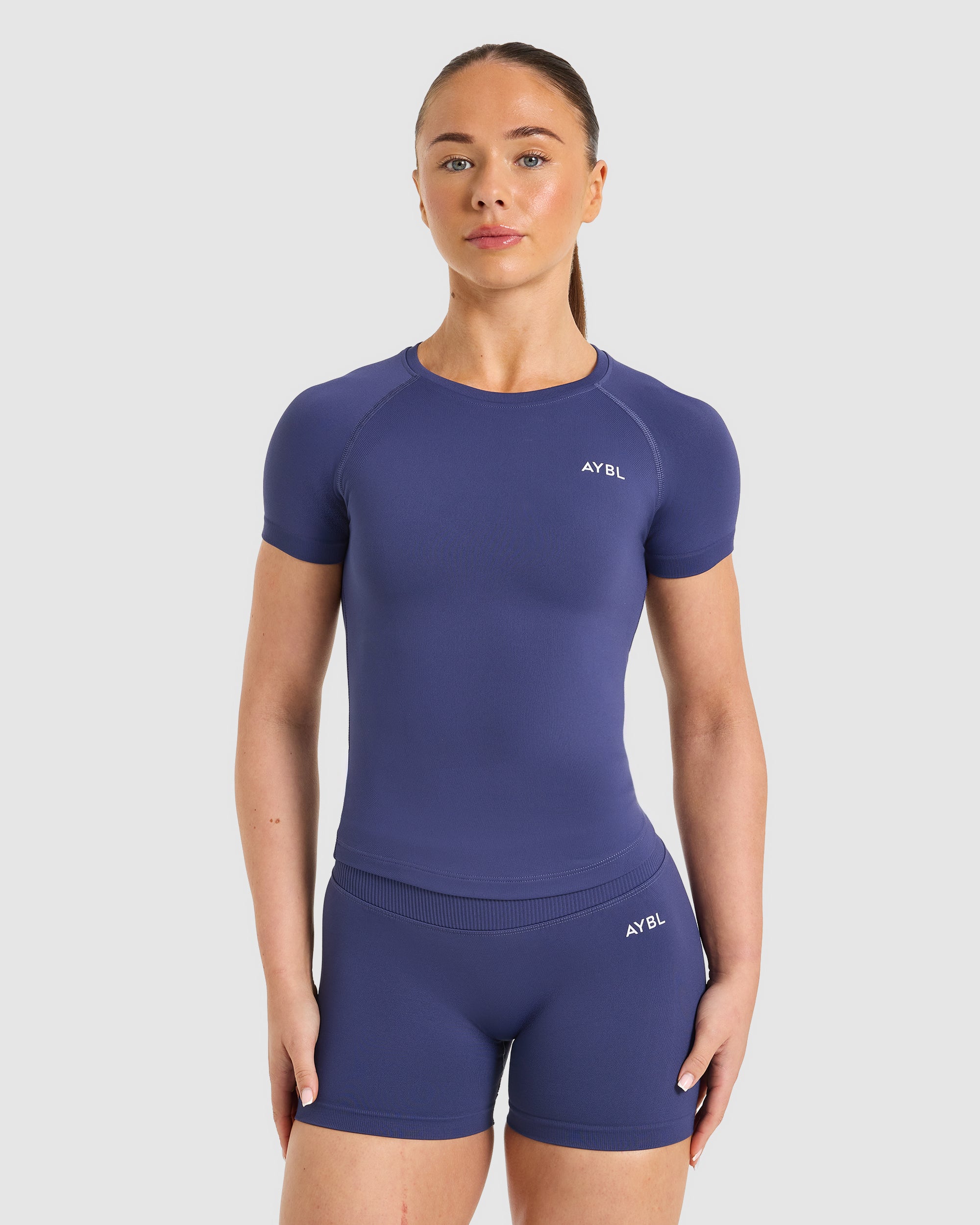 Enhance Seamless Short Sleeve Top - Storm Blau