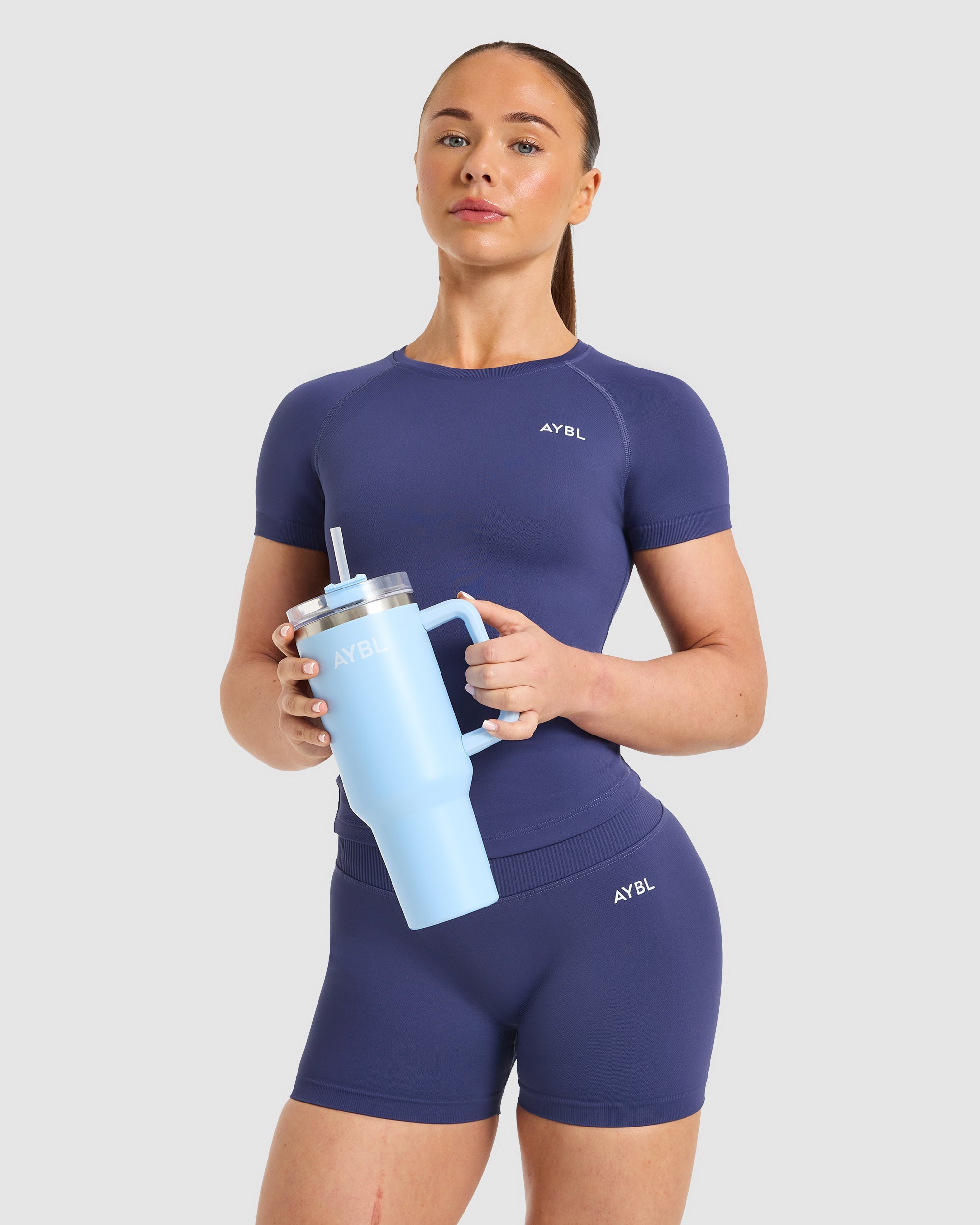 Enhance Seamless Short Sleeve Top - Storm Blau