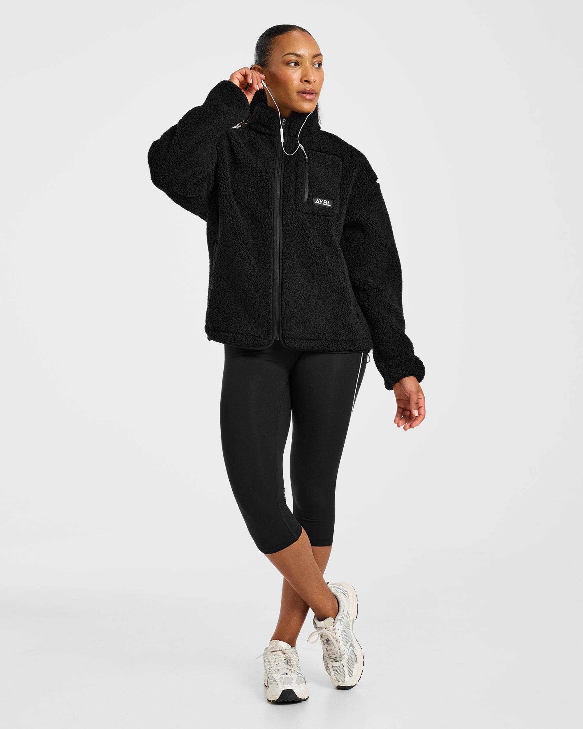 Signature Zip Up Fleece Jacket - Schwarz