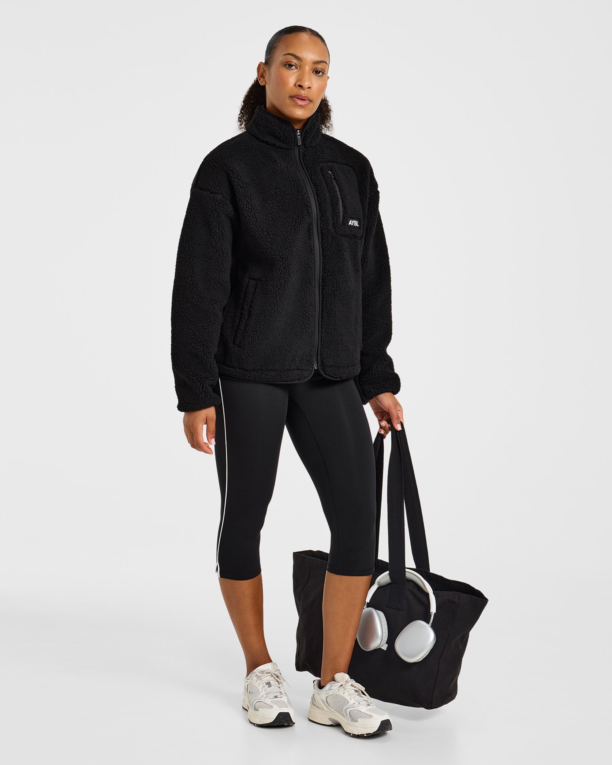 Signature Zip Up Fleece Jacket - Schwarz