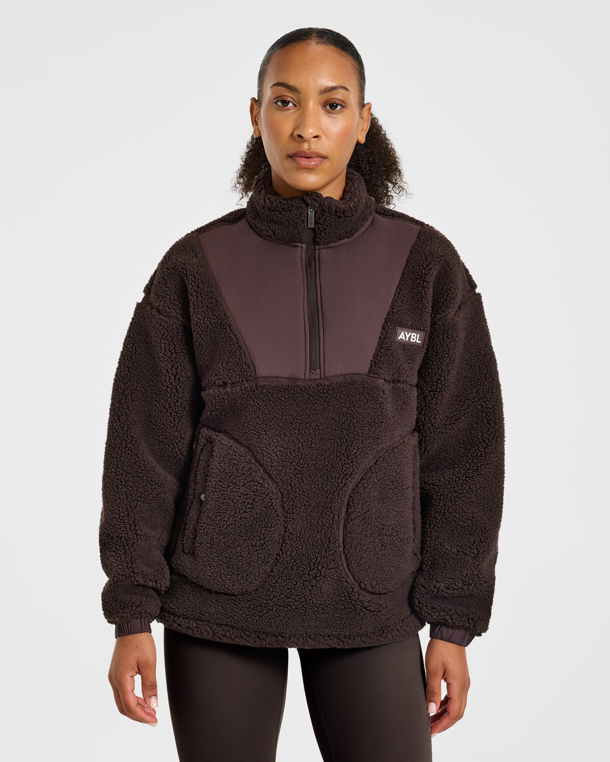 Signature 1/4 Zip Fleece Pullover - Cocoa Braun