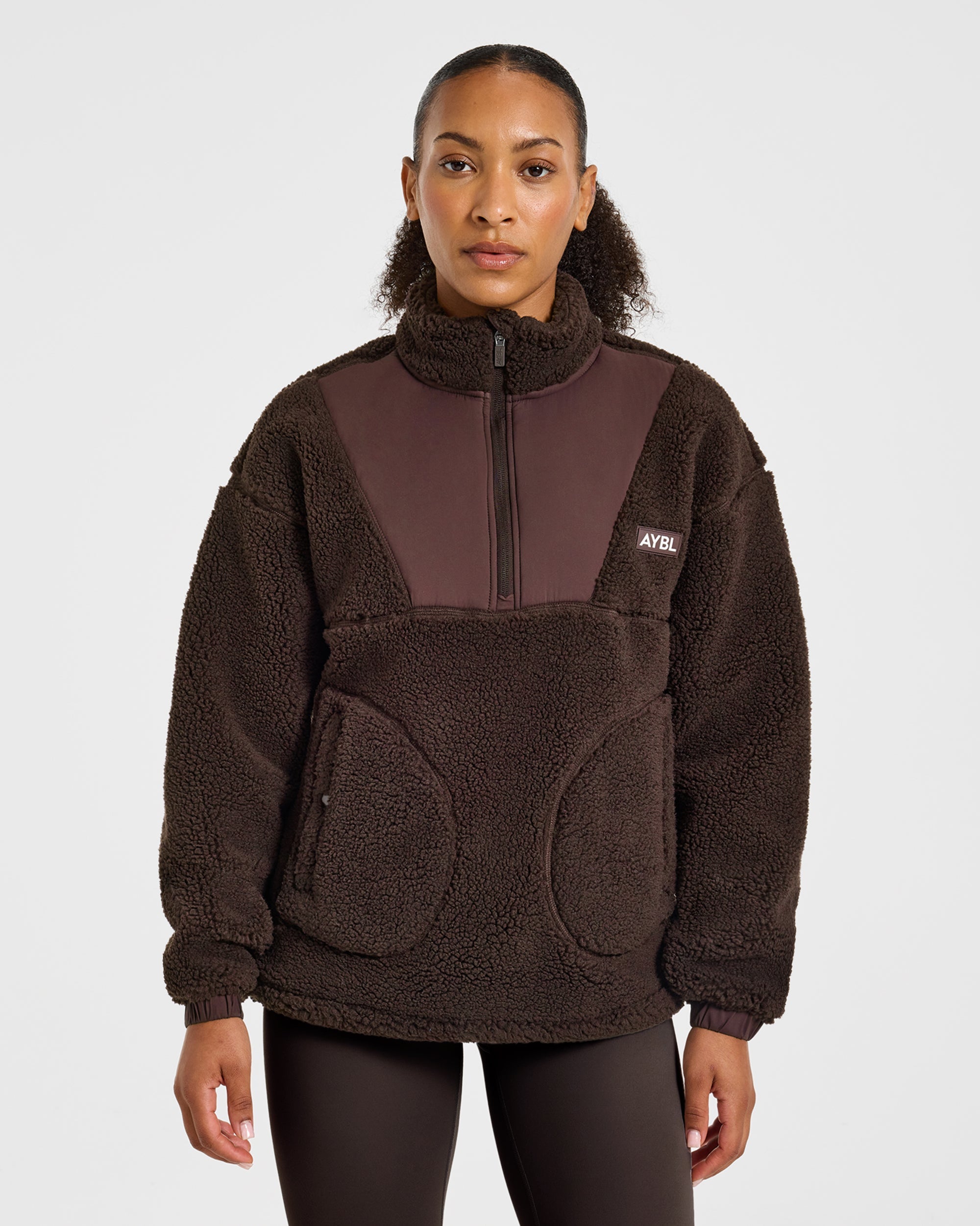 Signature 1/4 Zip Fleece Pullover - Cocoa Braun
