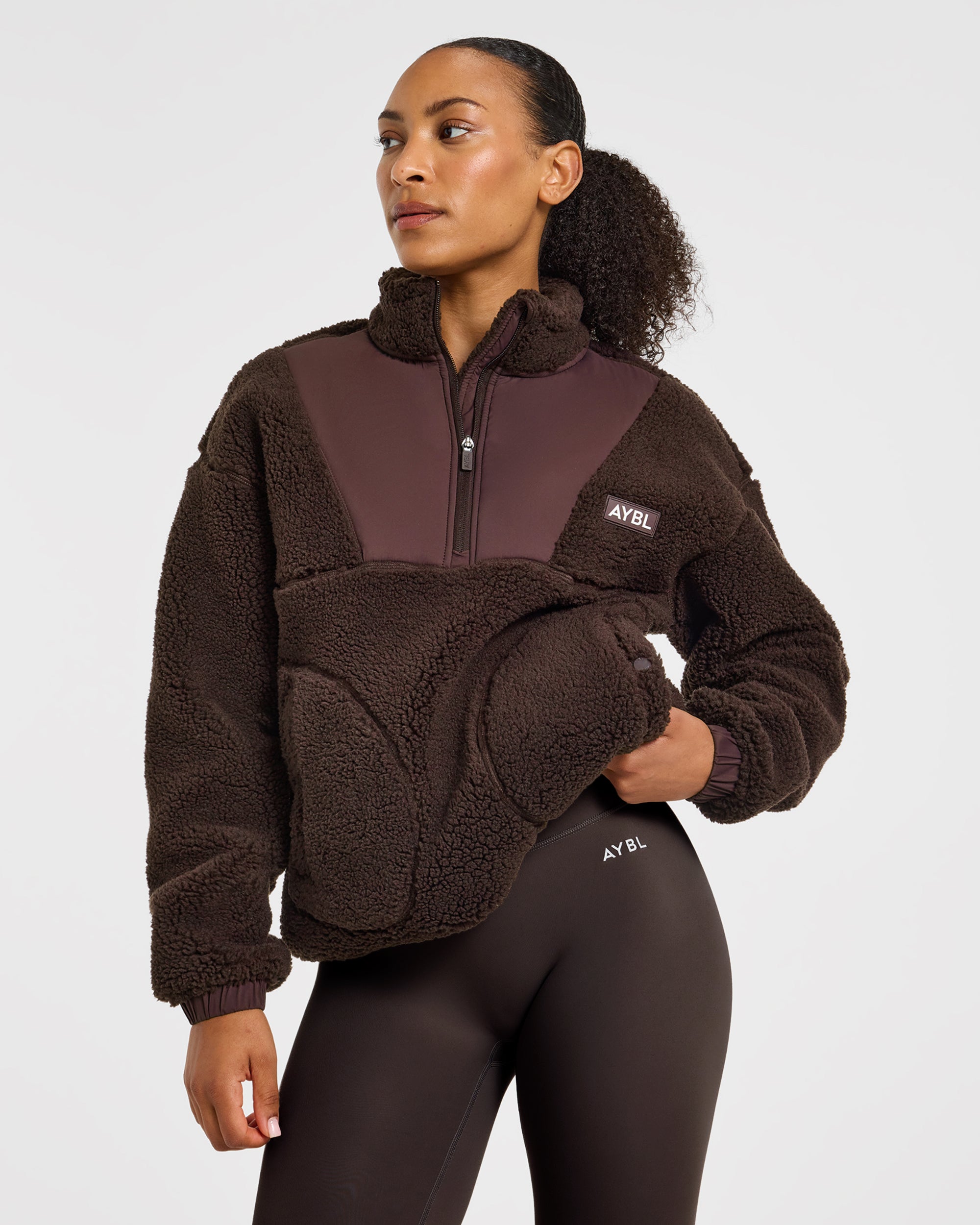 Signature 1/4 Zip Fleece Pullover - Cocoa Braun