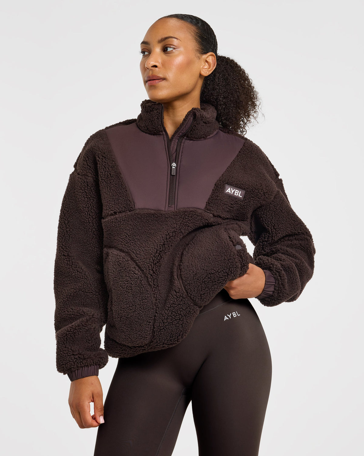 Signature 1/4 Zip Fleece Pullover - Cocoa Braun