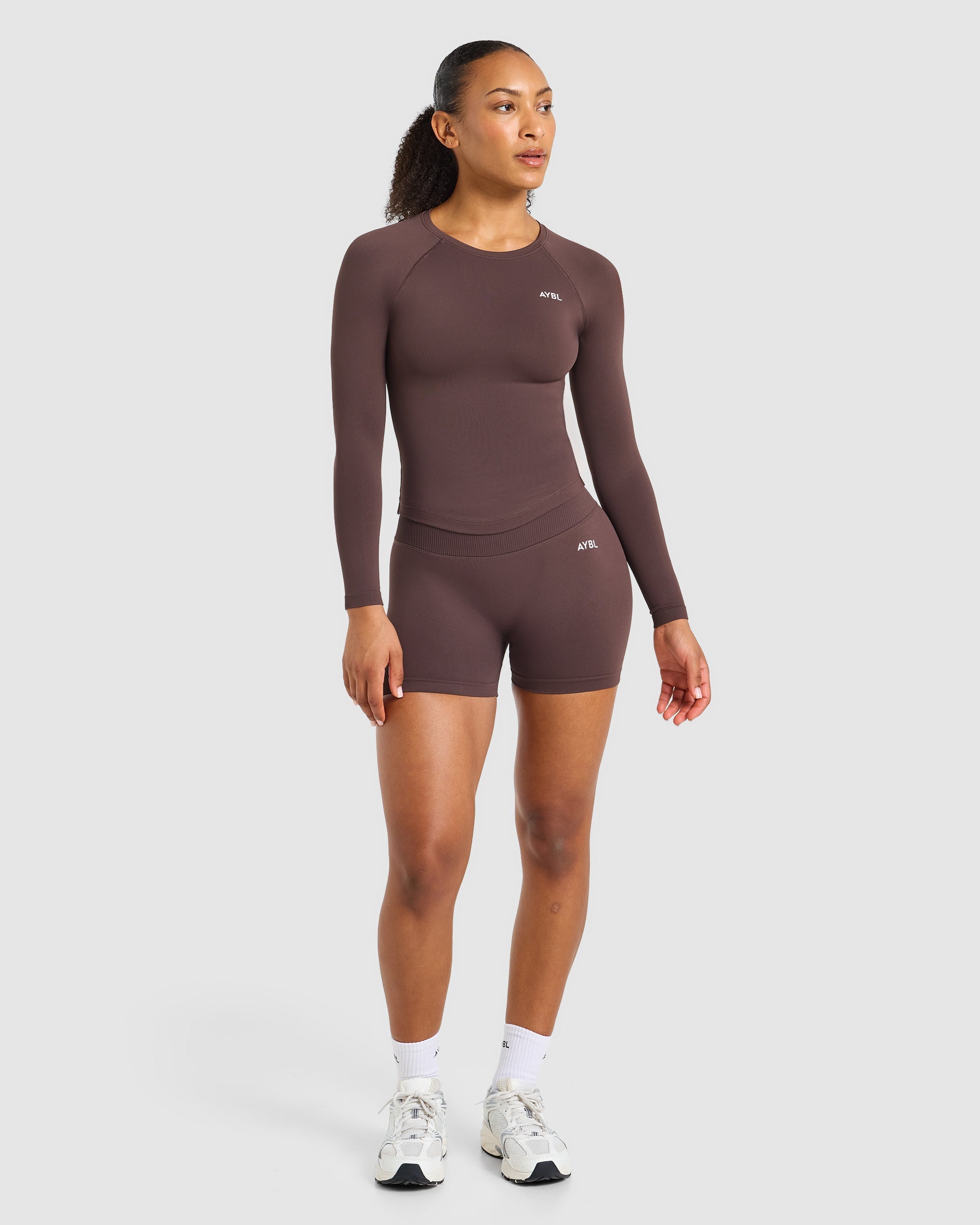 Enhance Seamless Long Sleeve Top - Cocoa Braun