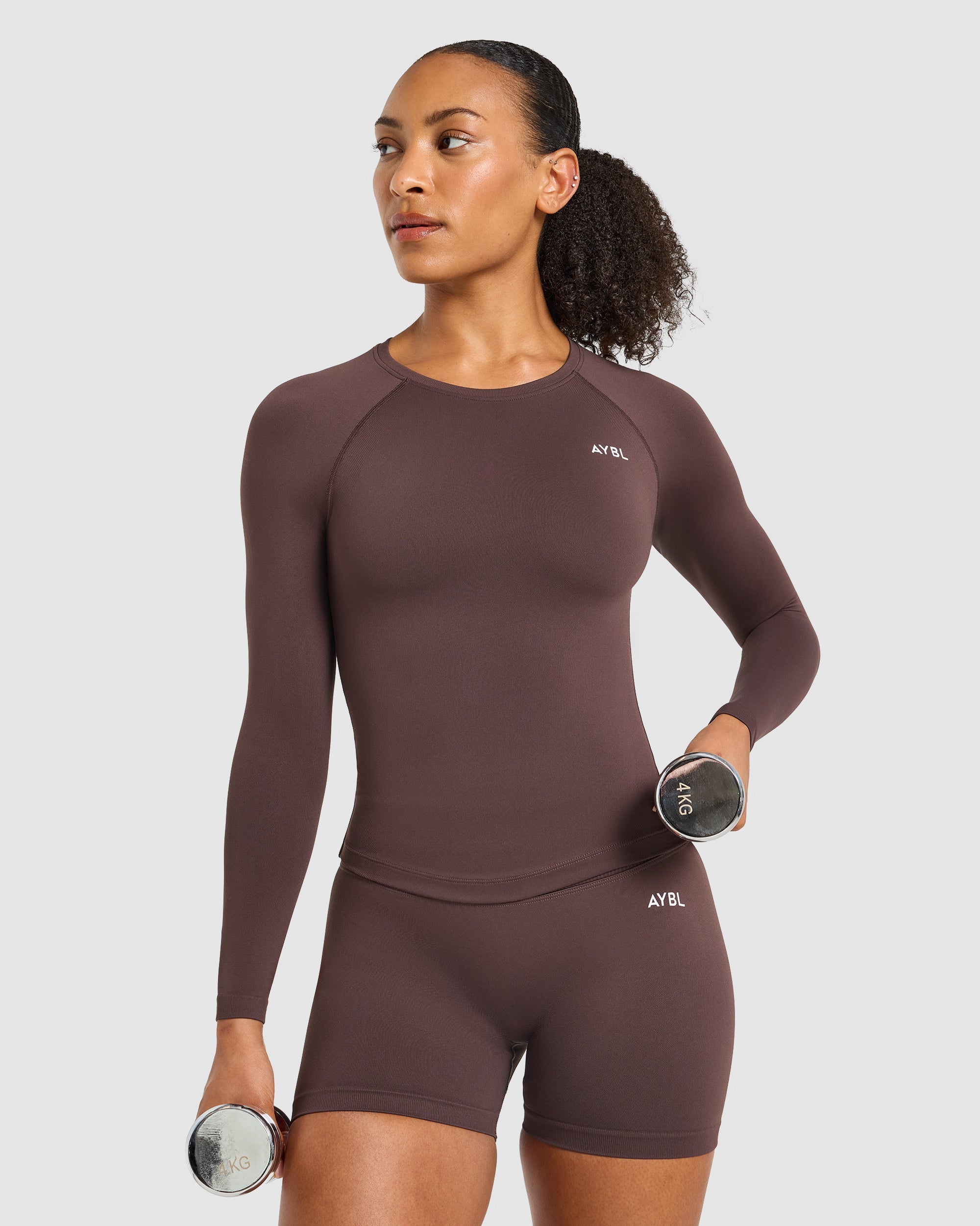 Enhance Seamless Long Sleeve Top - Cocoa Braun