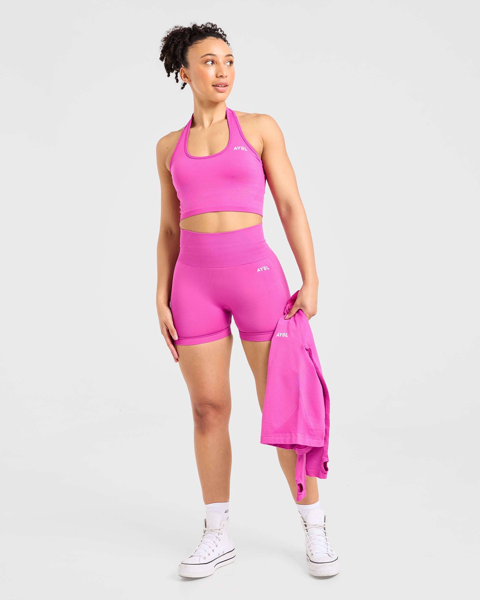 Empower Seamless Halterneck Crop Top - Magenta