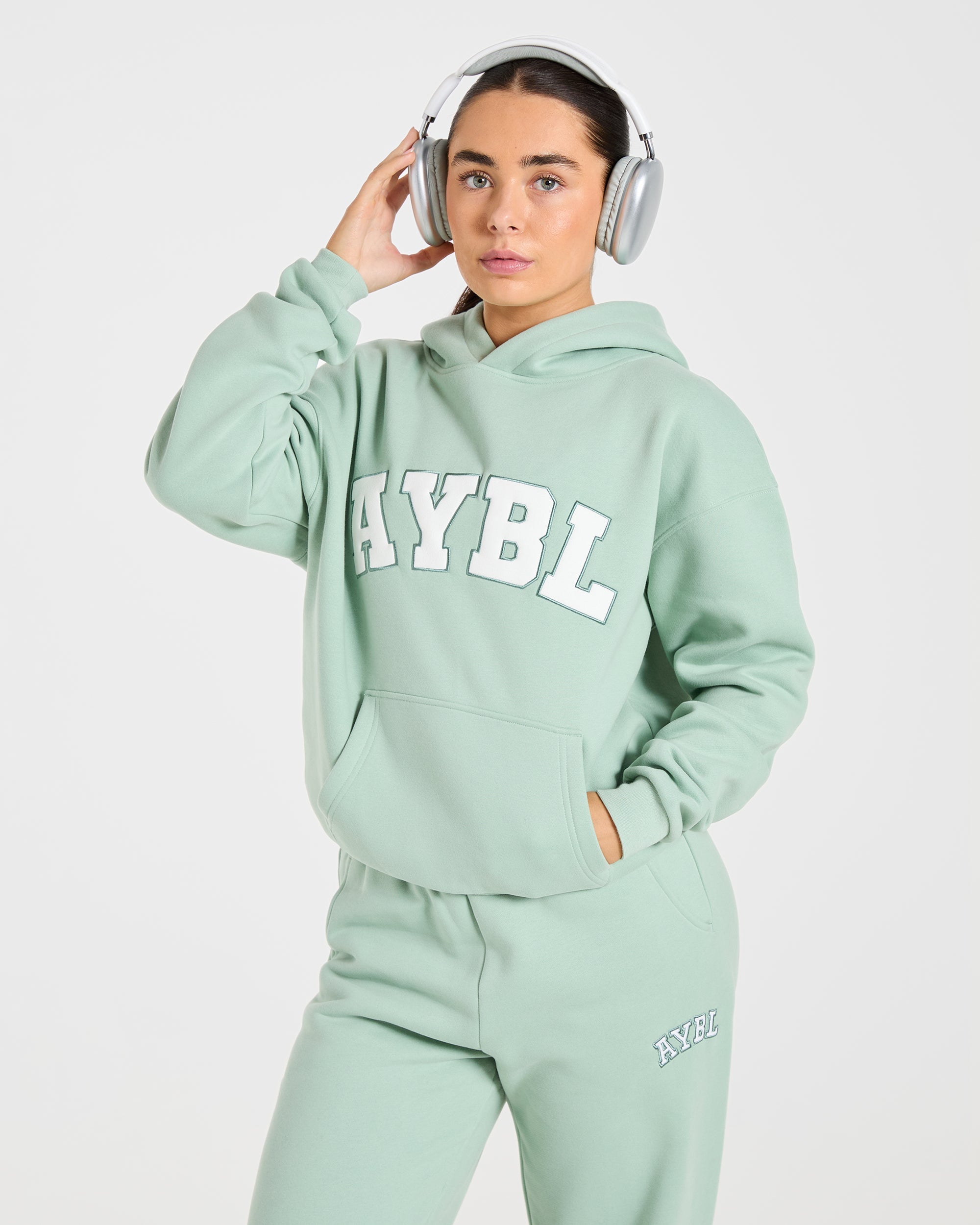 Varsity 2.0 Oversized Hoodie - Sage Grün