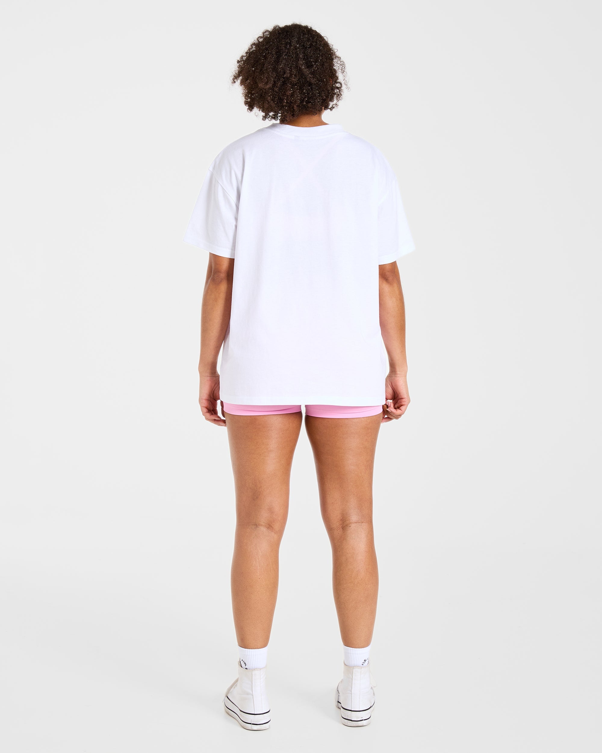 Varsity 2.0 Oversized T Shirt - Weiß/Rosa