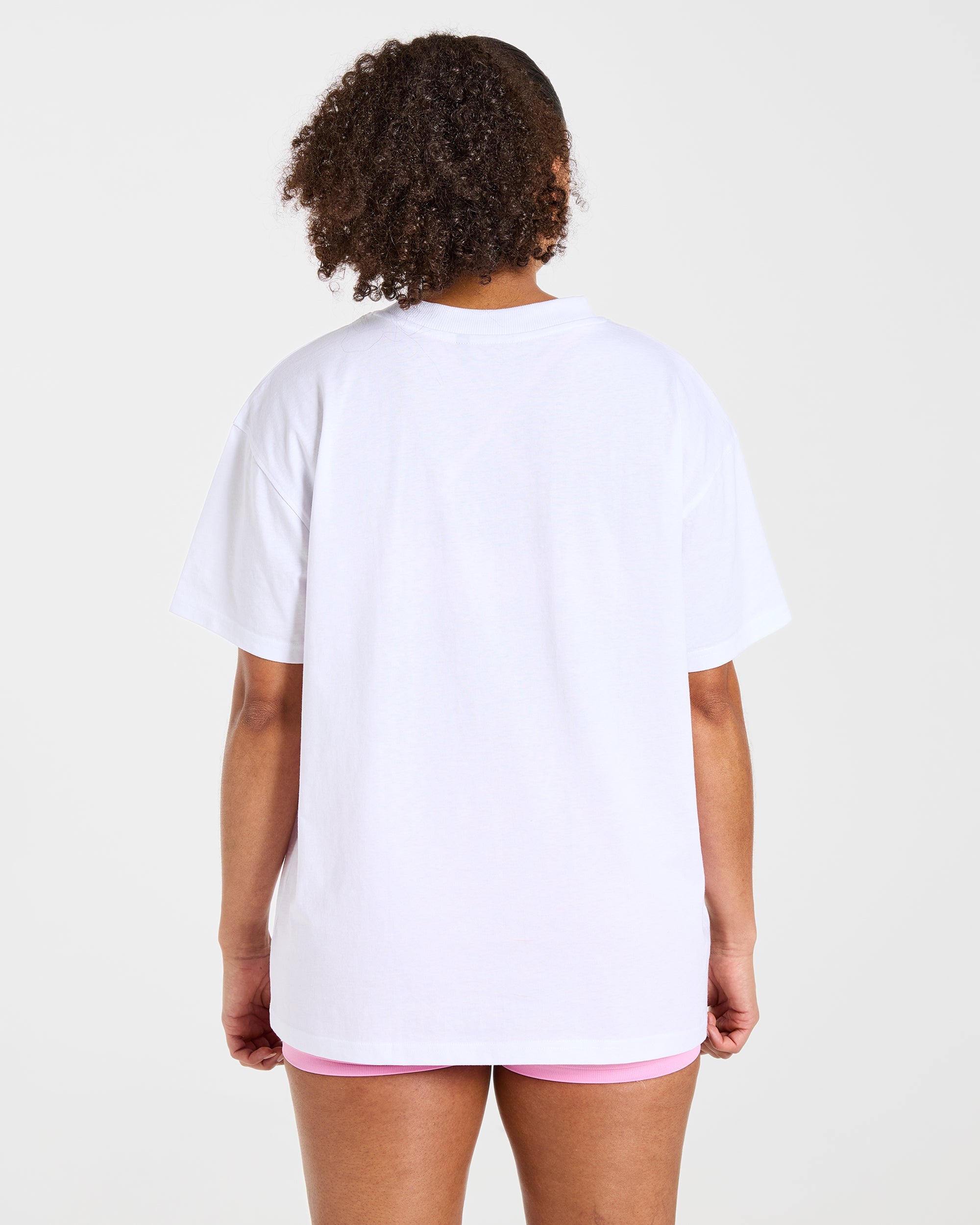 Varsity 2.0 Oversized T Shirt - Weiß/Rosa