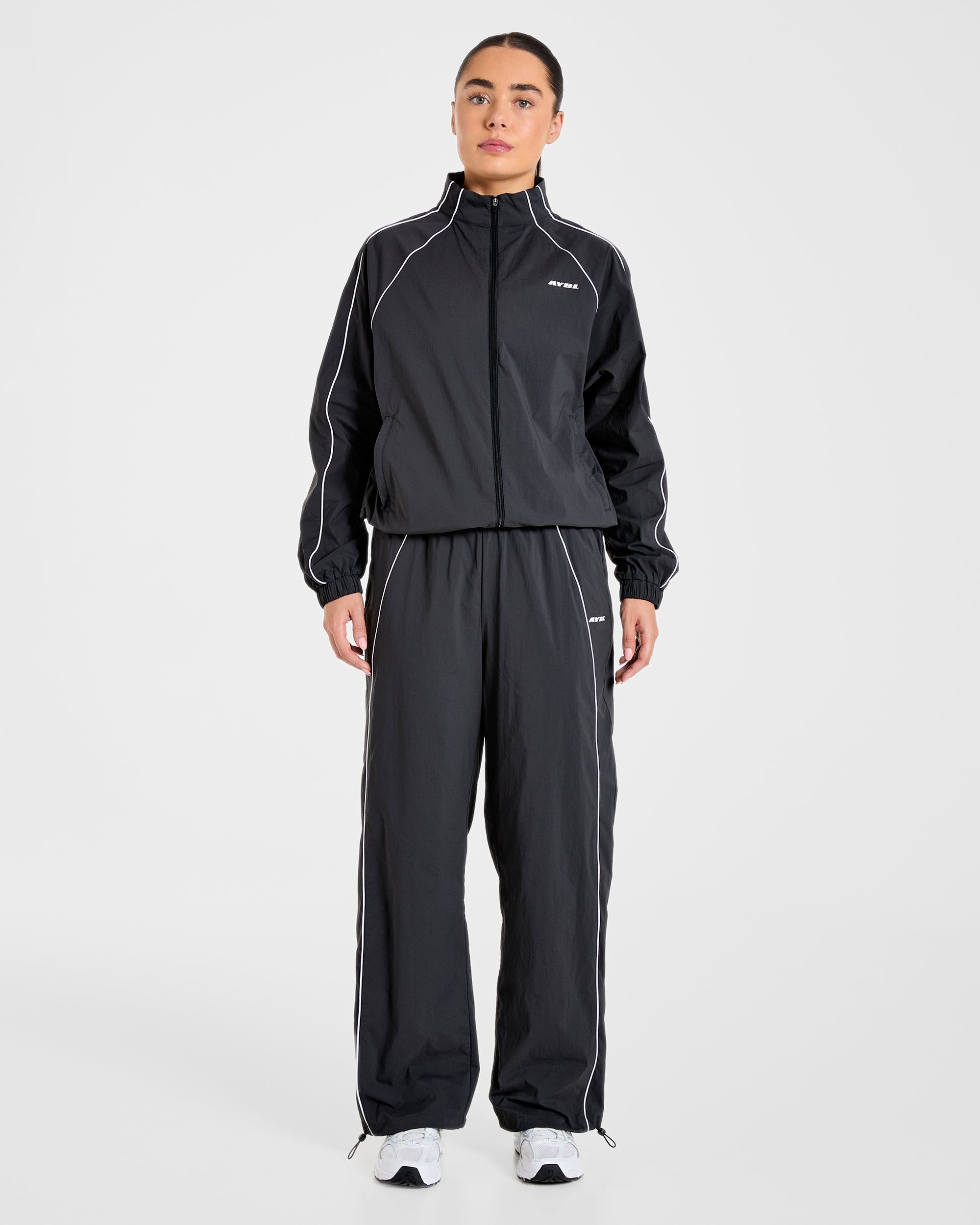 Retro Track Jacket - Schwarz