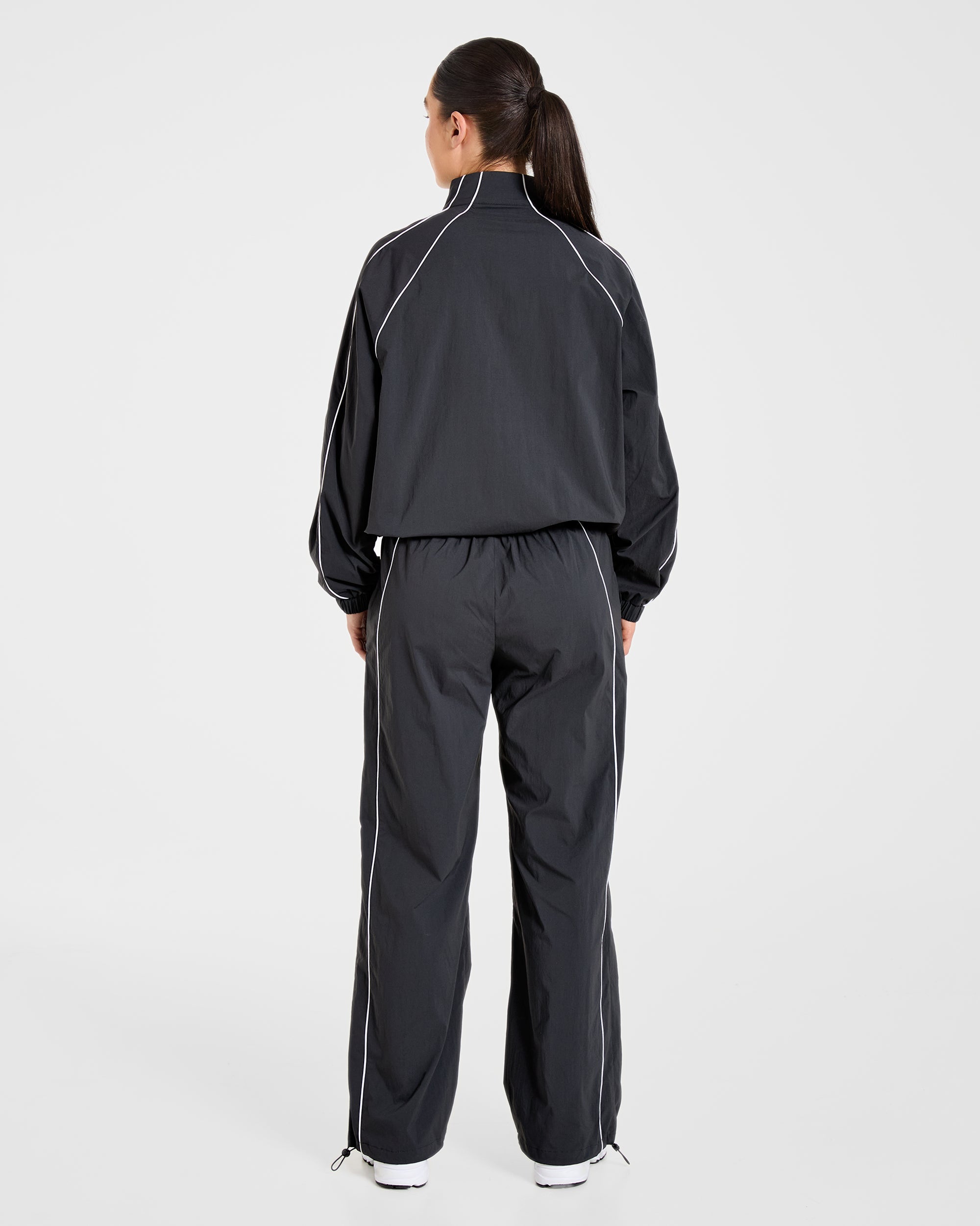 Retro Track Jacket - Schwarz