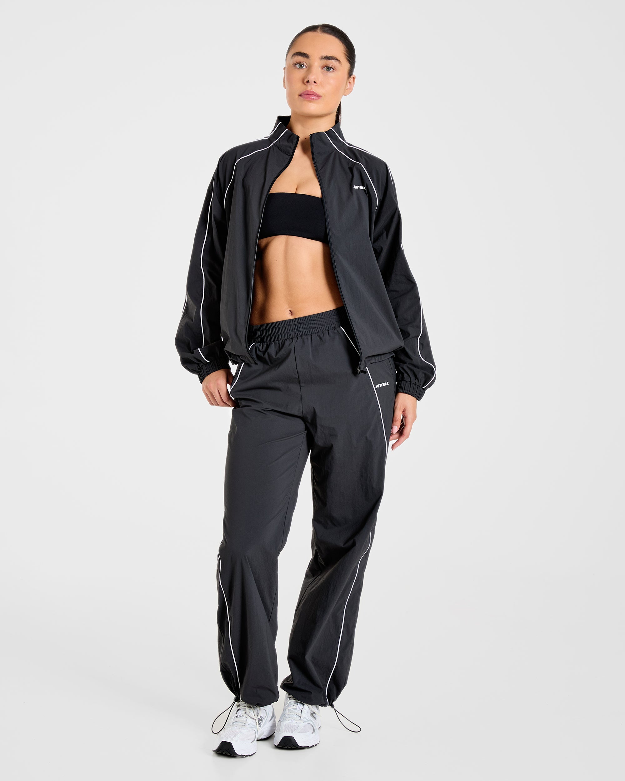 Retro Track Jacket - Schwarz