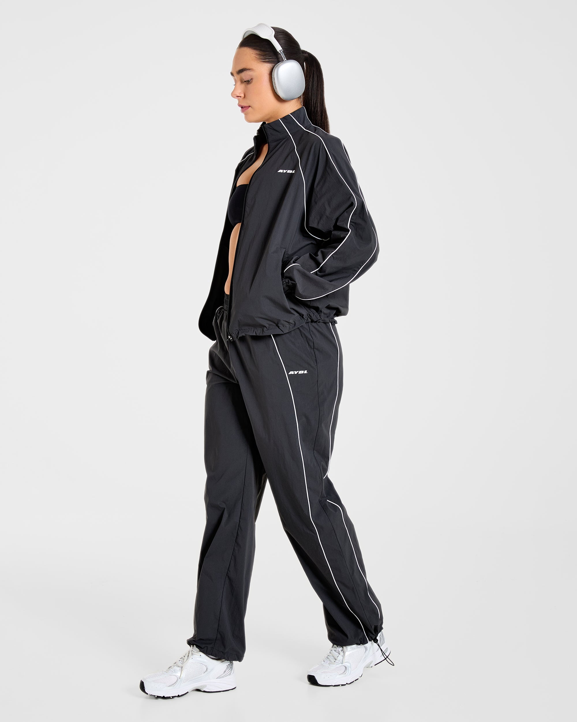 Retro Track Jacket - Schwarz