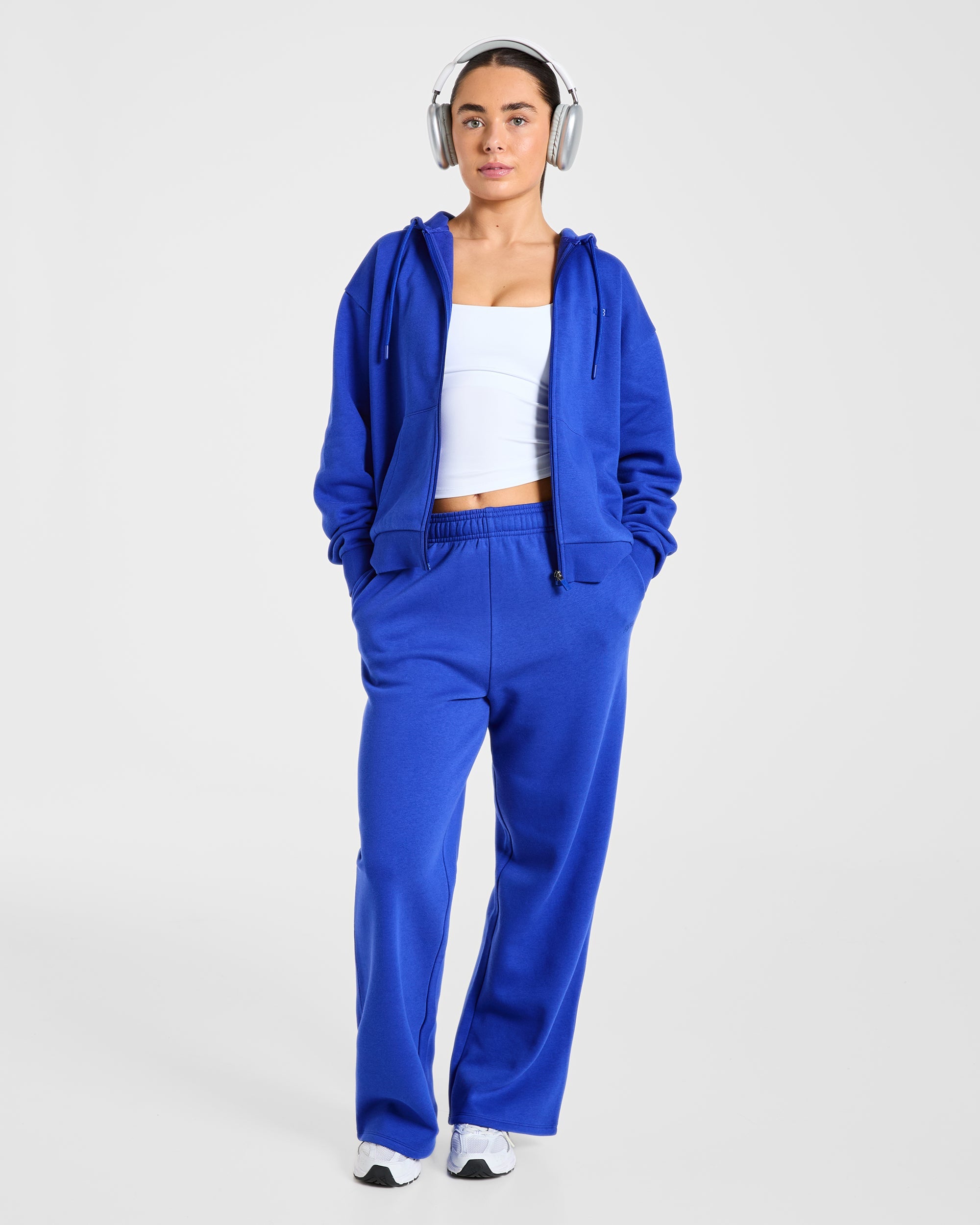 Lifestyle Oversized Zip Up Hoodie - Cobalt