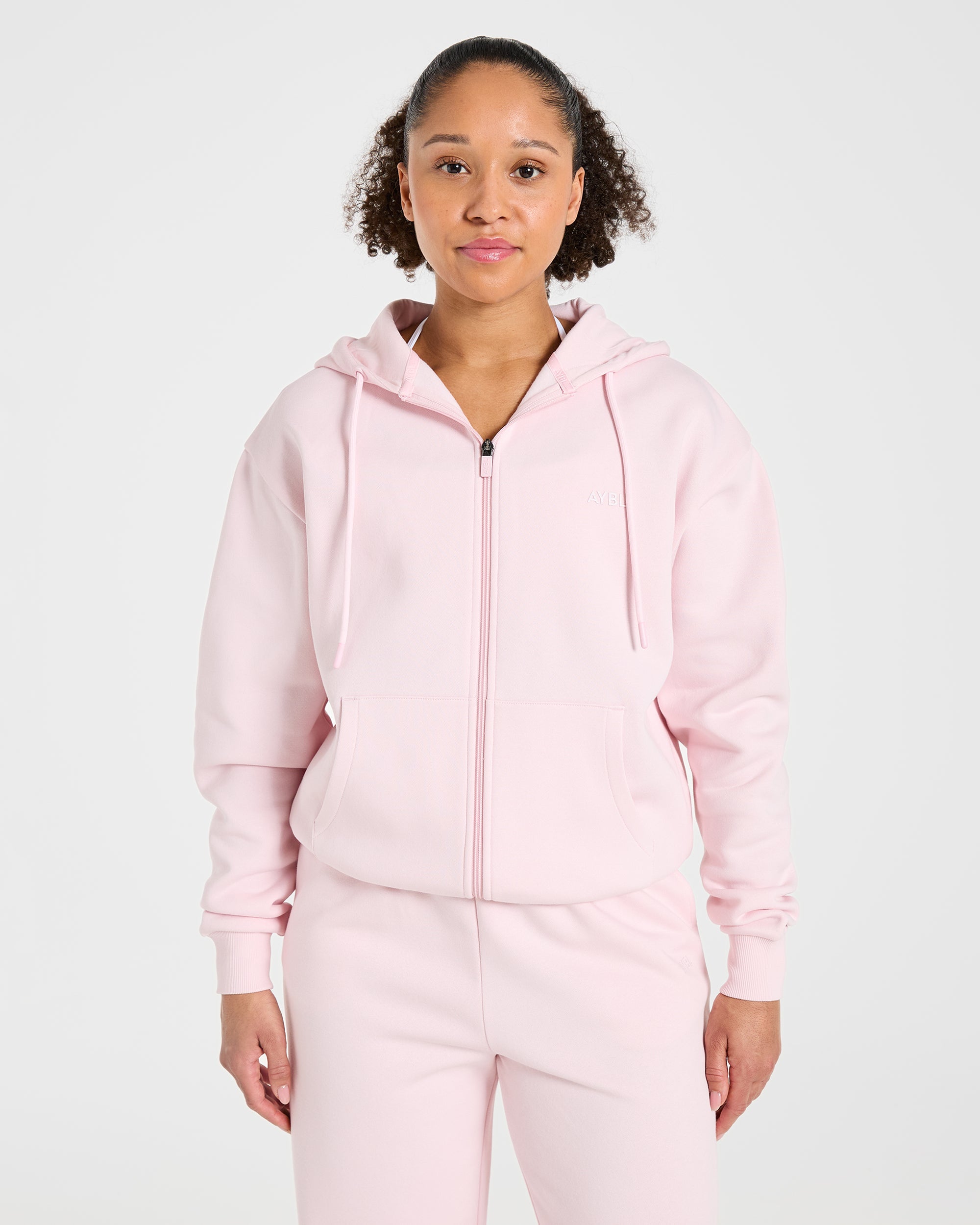 Lifestyle Oversized Zip Up Hoodie - Pastel Rosa