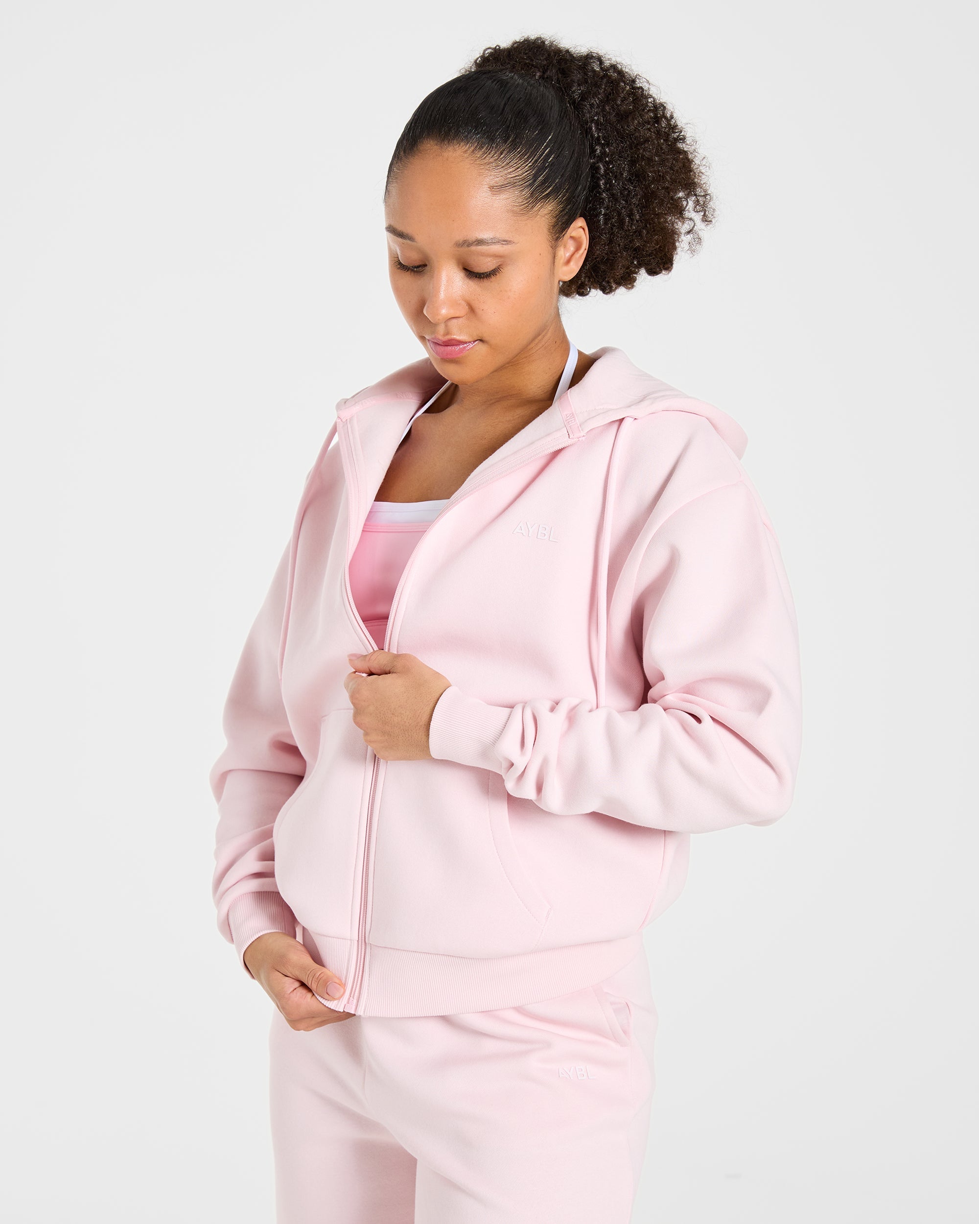 Lifestyle Oversized Zip Up Hoodie - Pastel Rosa