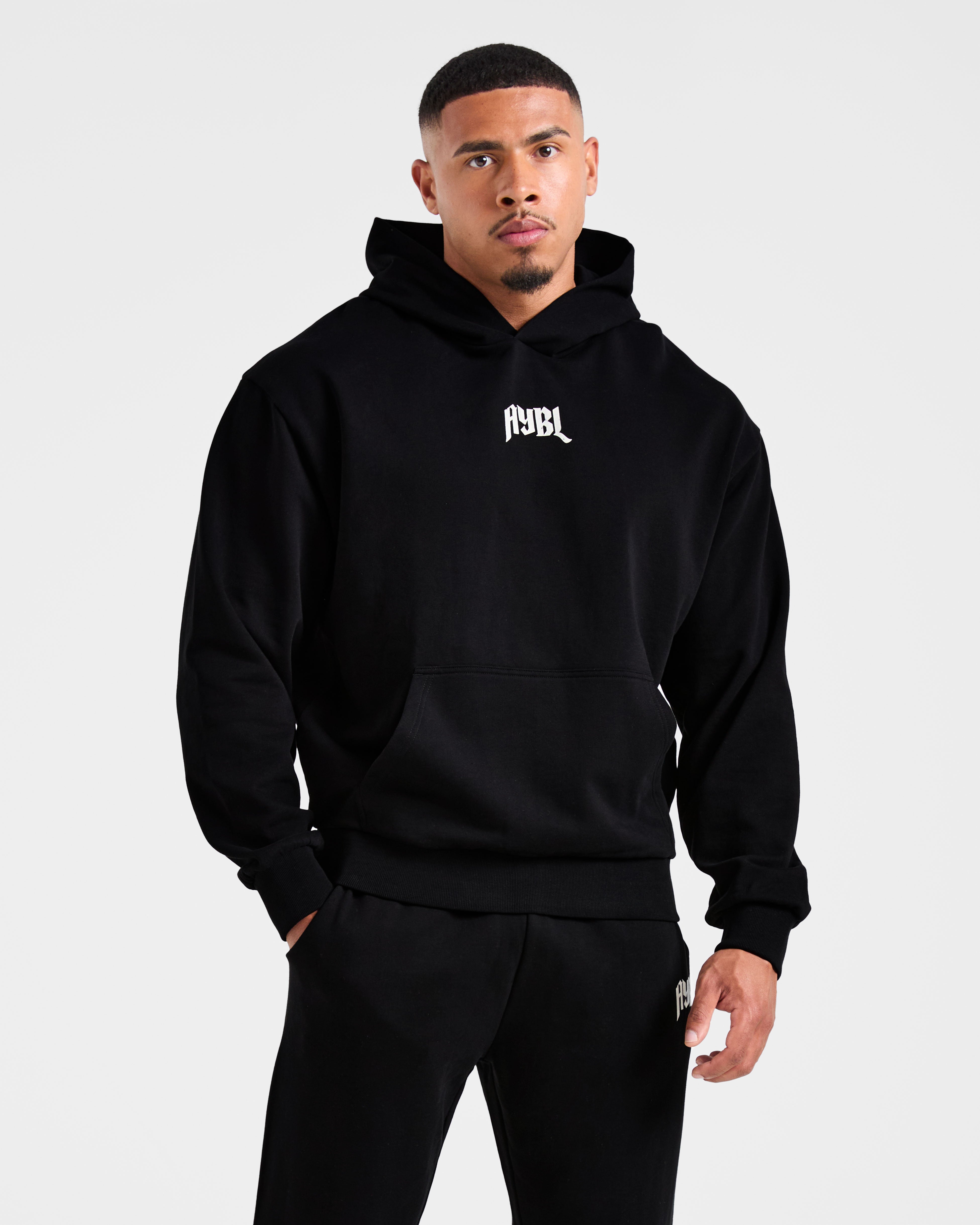 Lifting Club Gothic Oversized Hoodie - Schwarz/Off Weiß