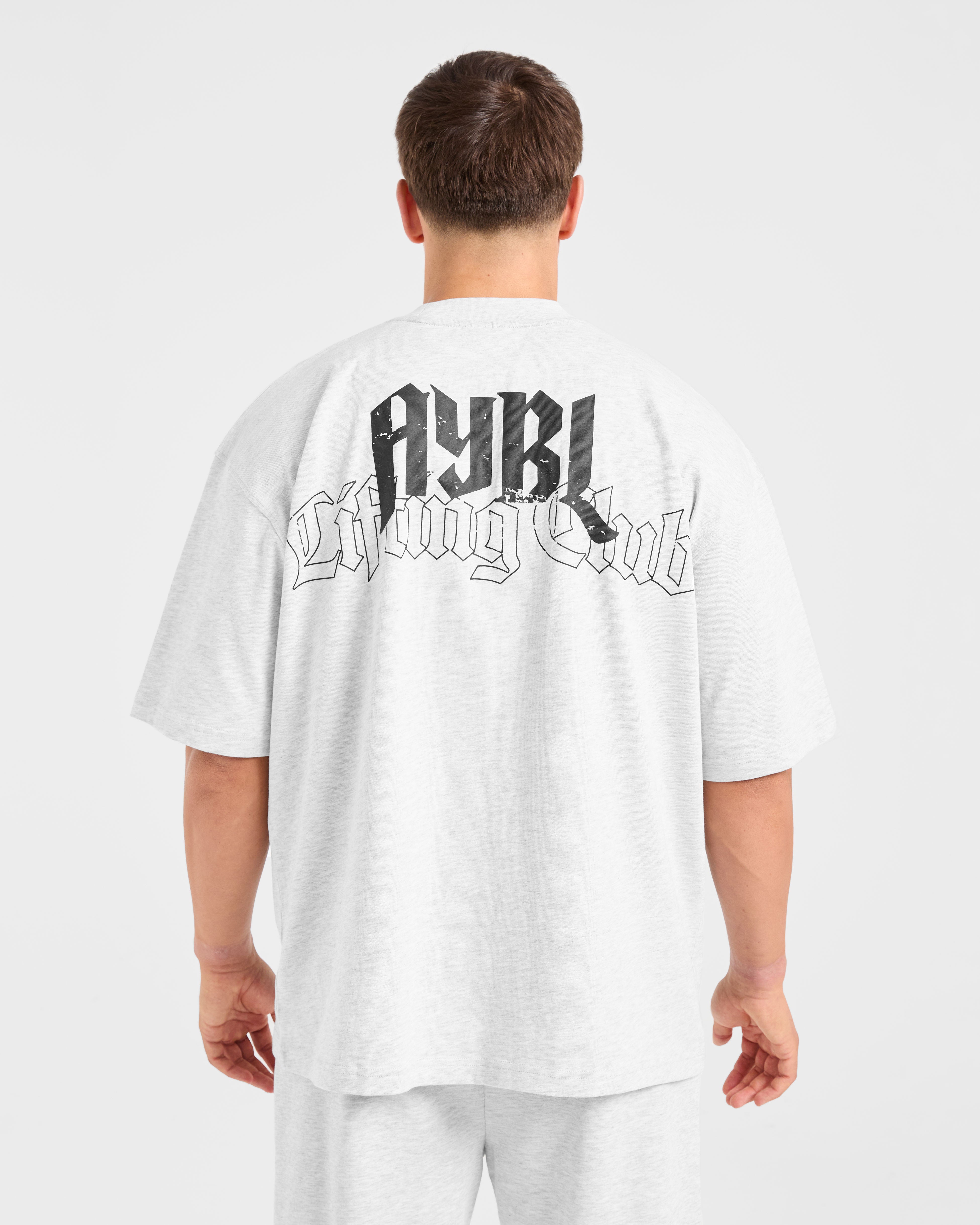Lifting Club Gothic Oversized T Shirt - Grau Marl