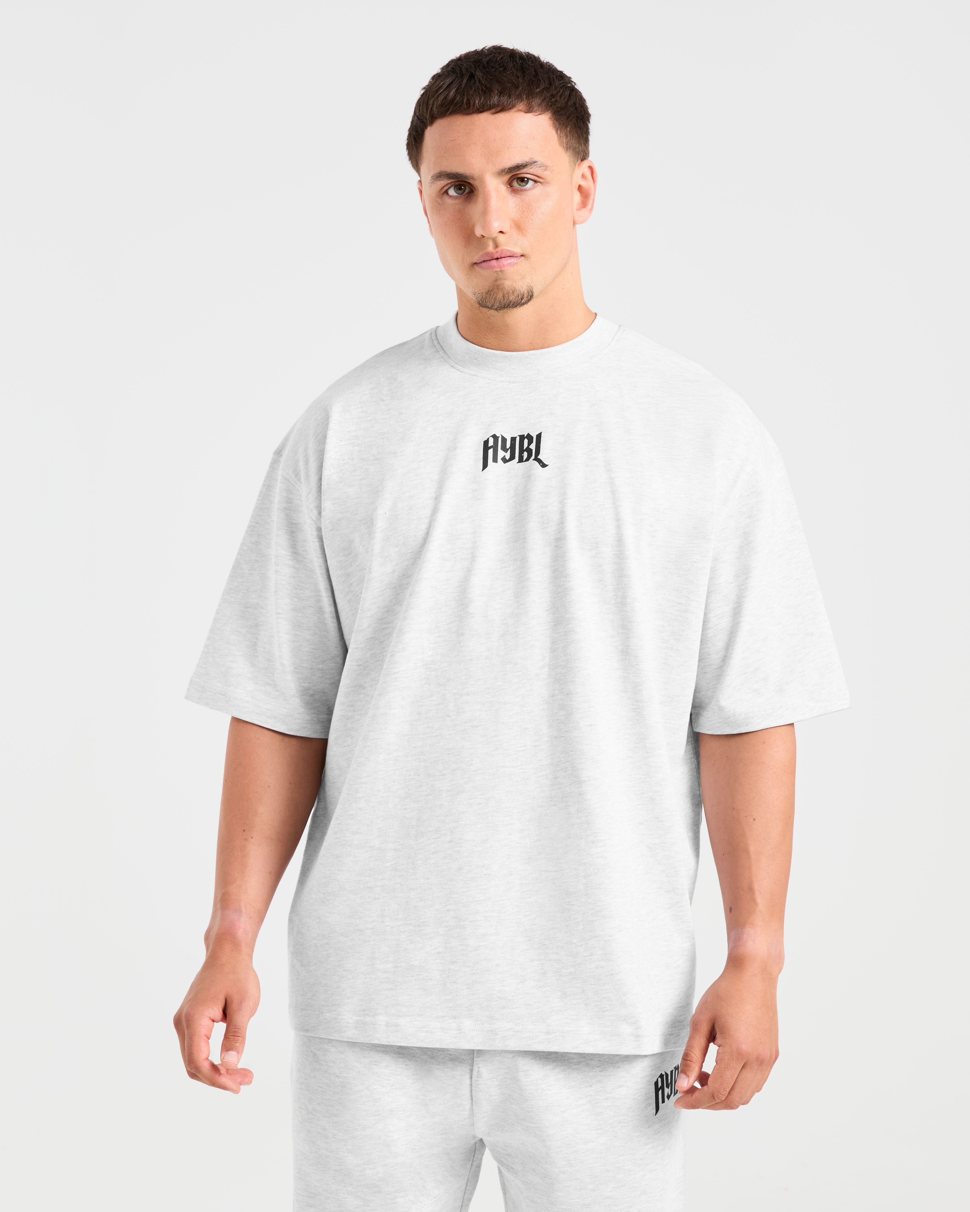 Lifting Club Gothic Oversized T Shirt - Grau Marl