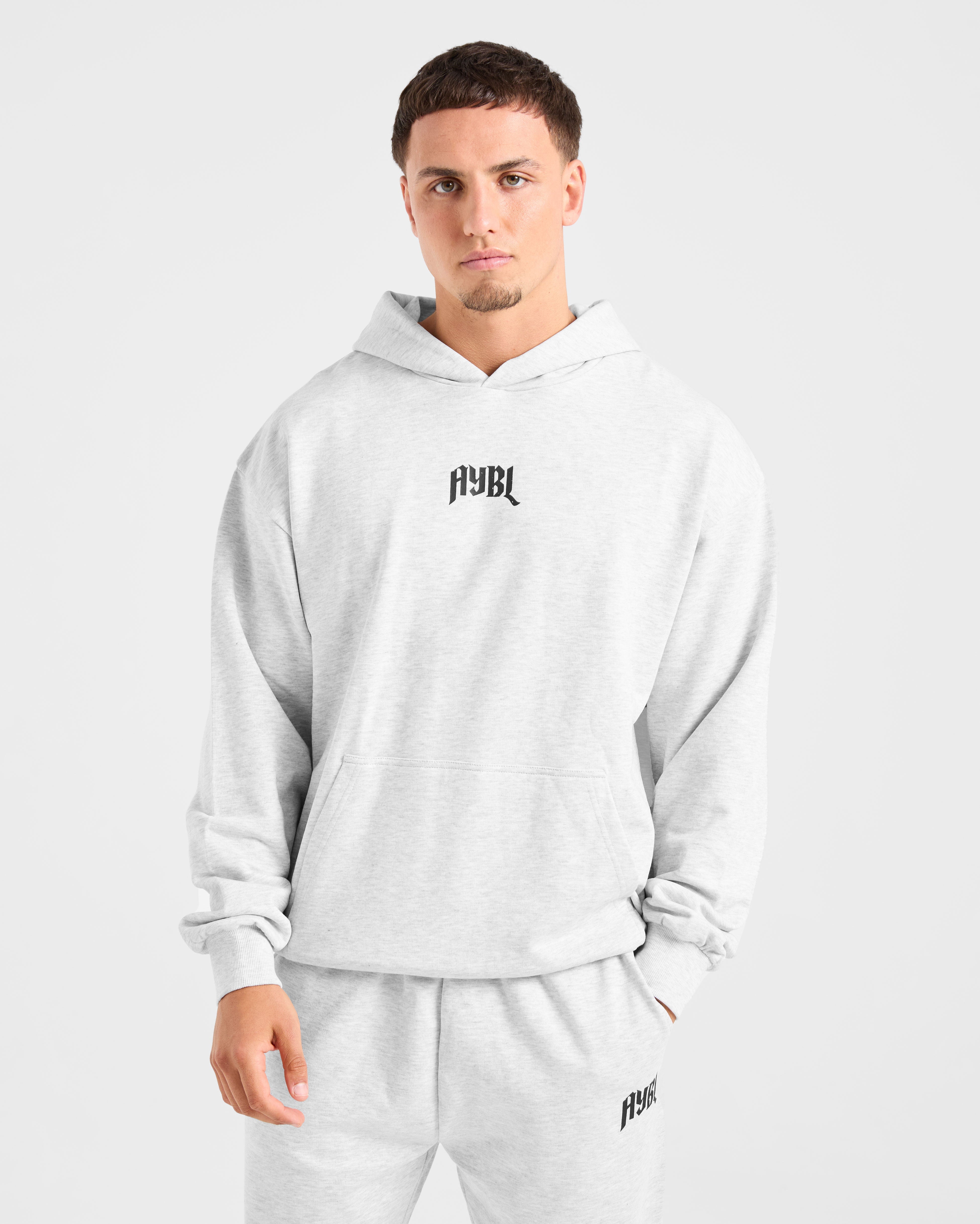 Lifting Club Gothic Oversized Hoodie - Grau Marl