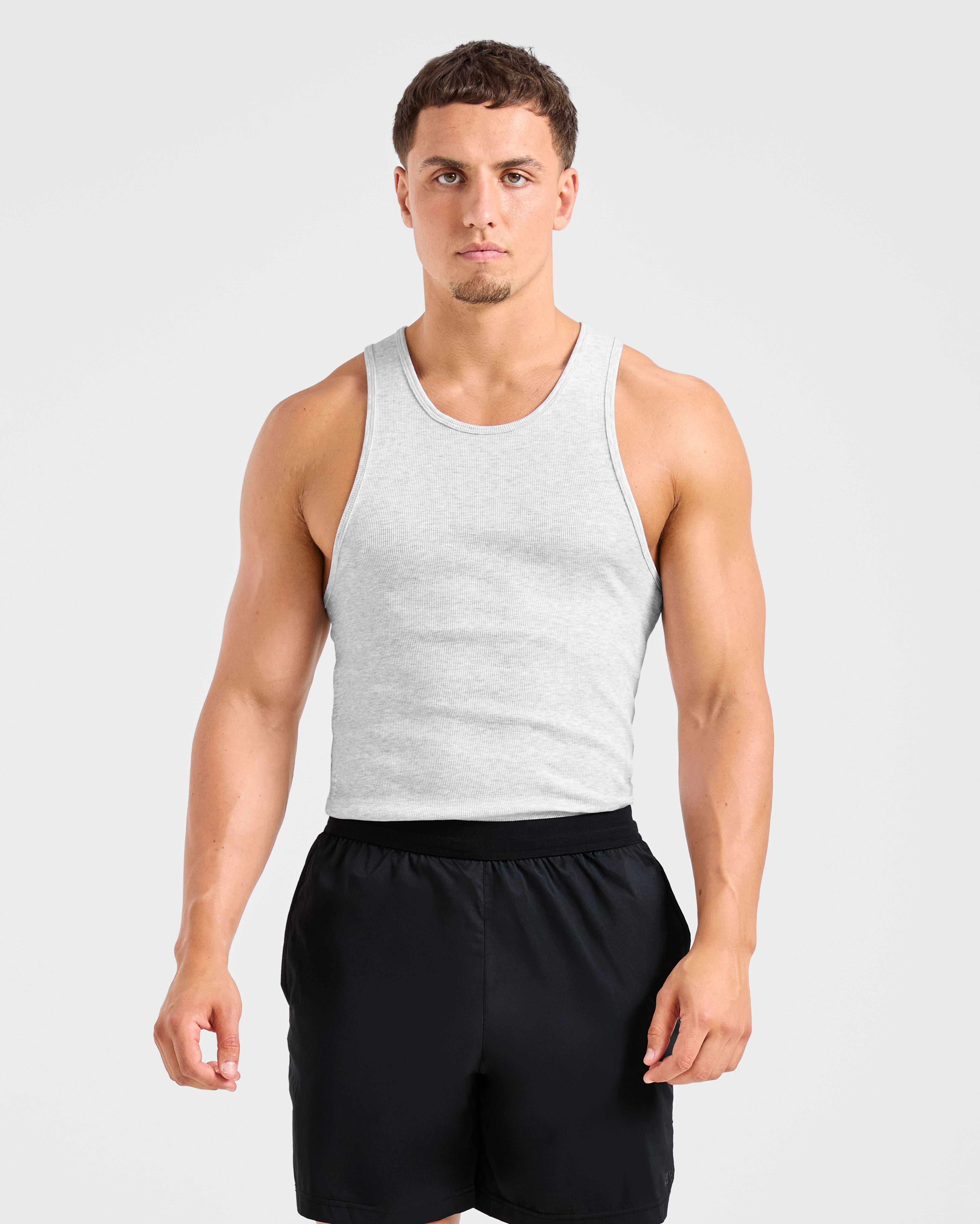 Muscle Ribbed Tank - Light Grau Marl