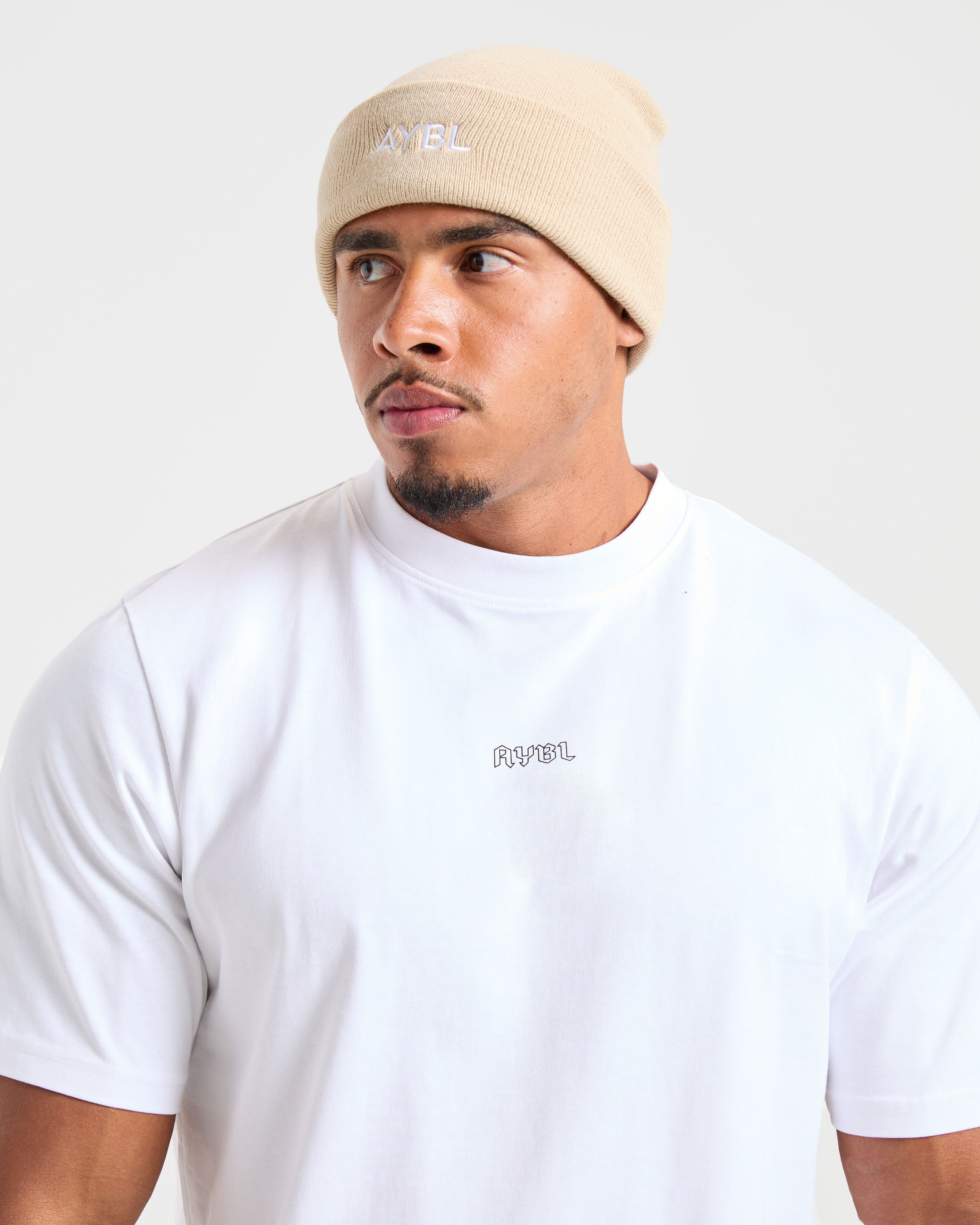 Embroidered Beanie - Beige
