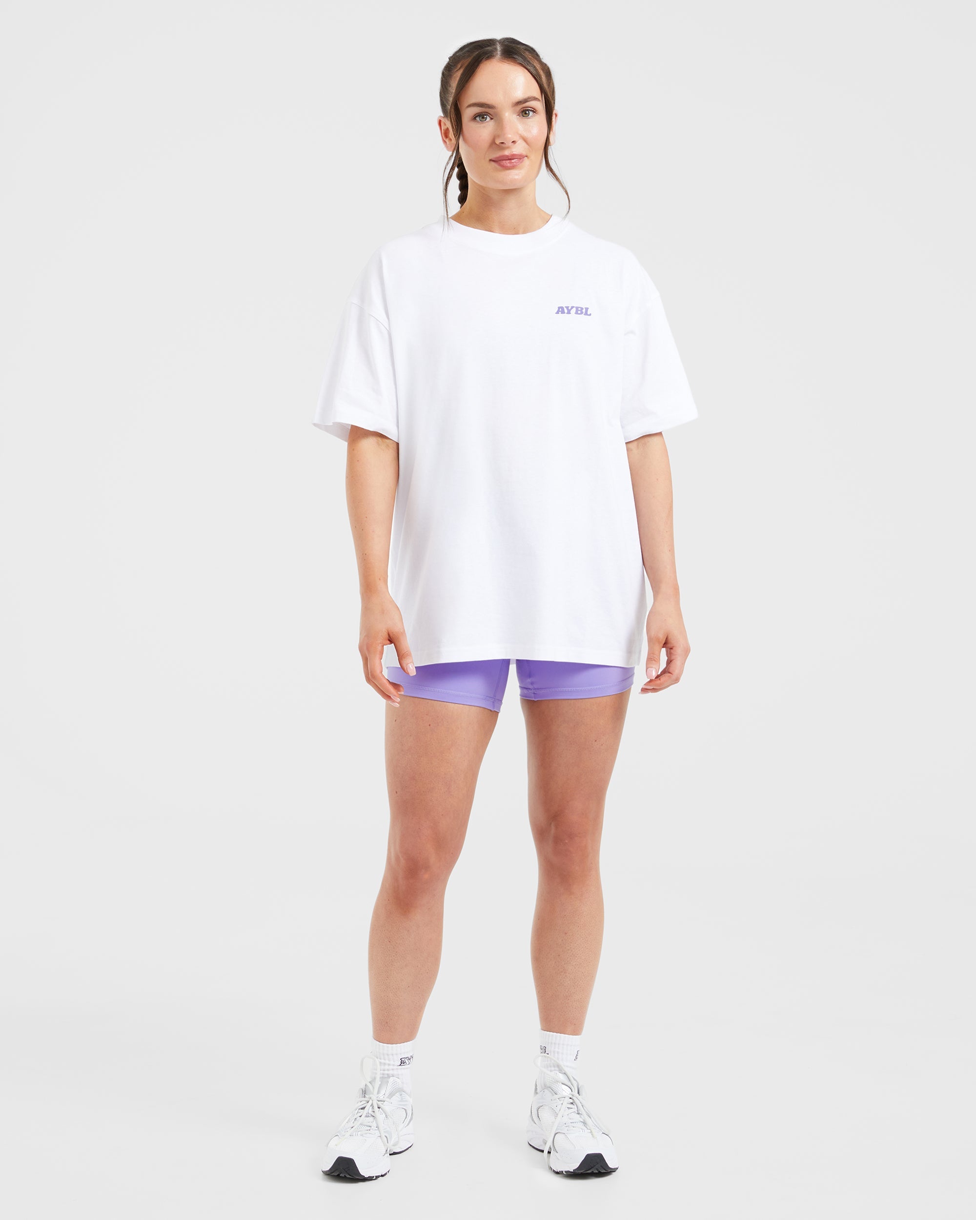 Stronger You Oversized T Shirt - Weiß/Violet