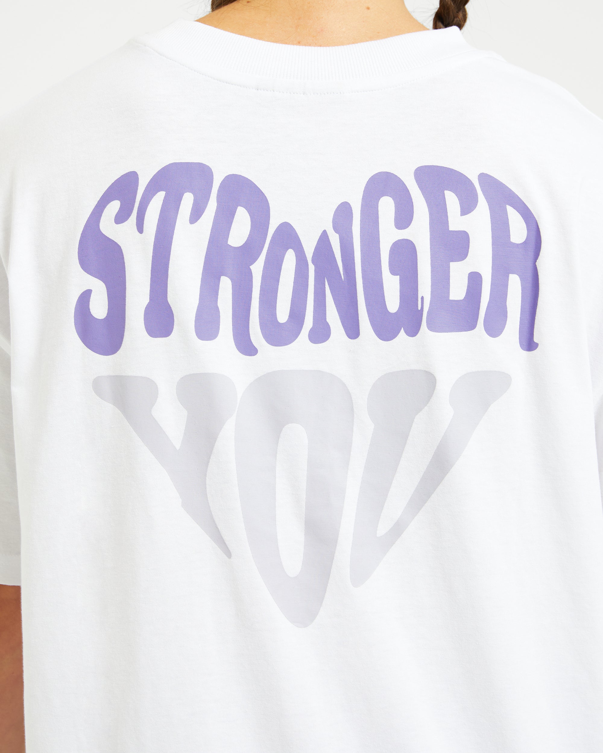 Stronger You Oversized T Shirt - Weiß/Violet